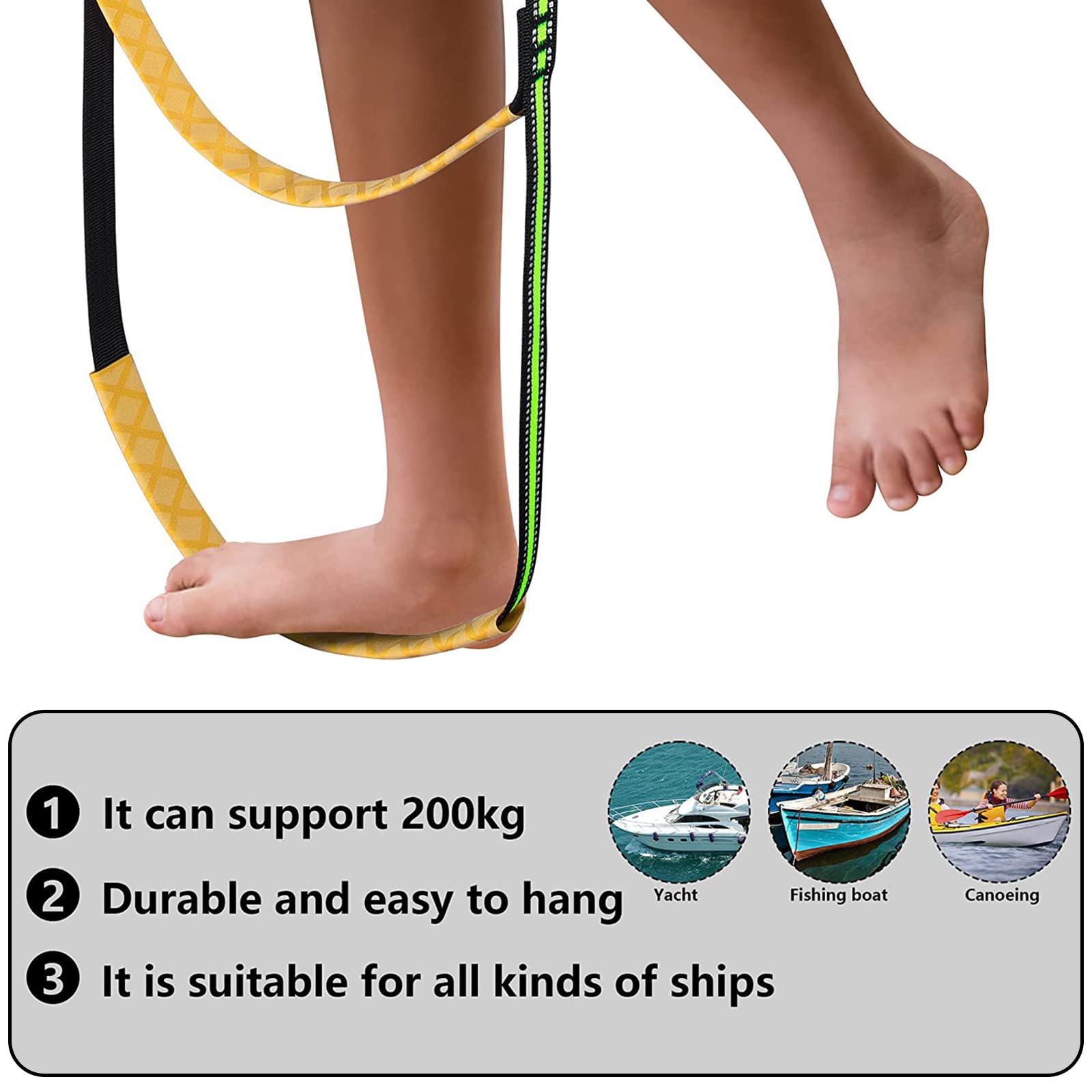 Scala Corda Per Barche - 5 Gradini Pieghevole Per Kayak E Gonfiabili