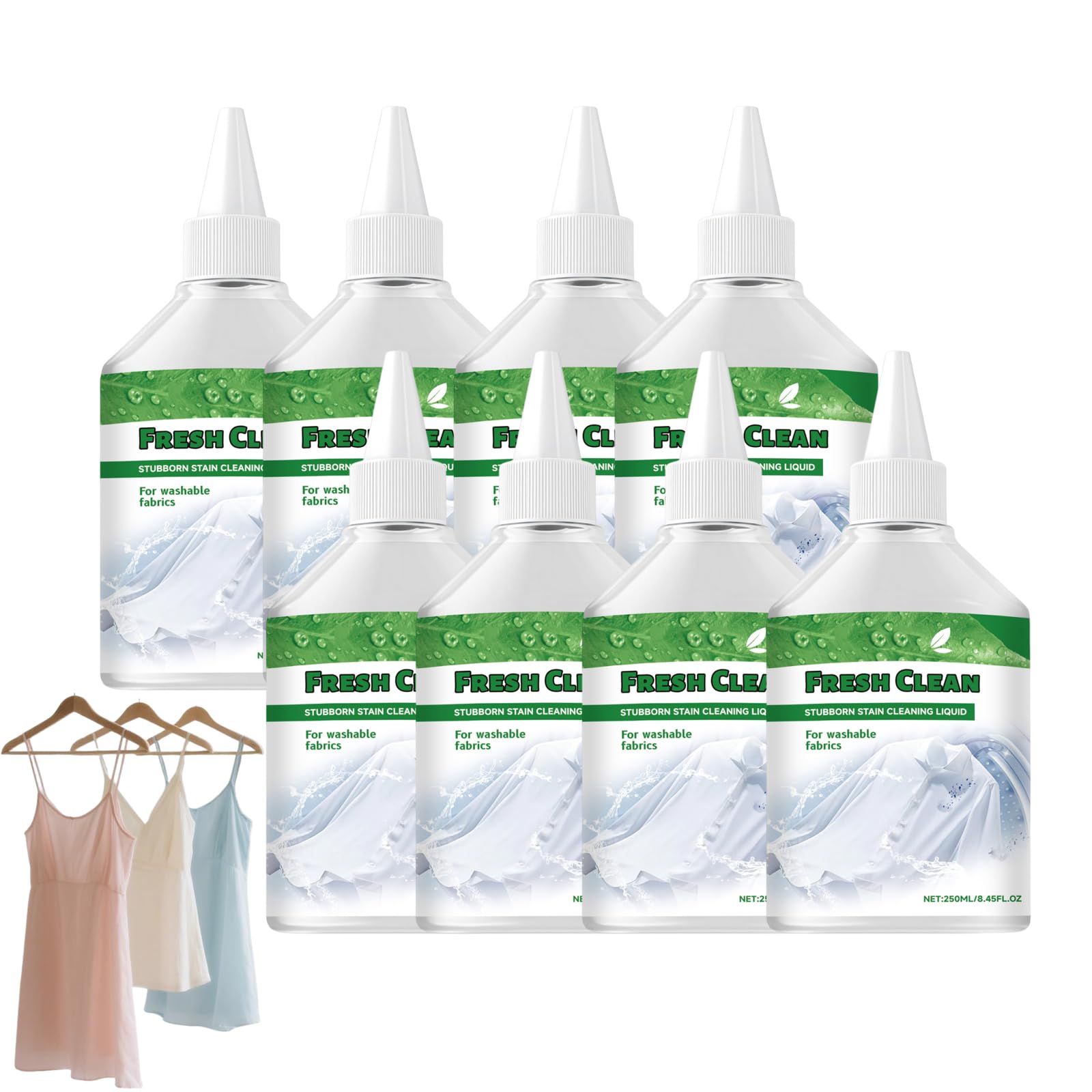 Líquido quitamanchas para ropa con enzimas activas - Elimina manchas de grasa, aceite y comida en la ropa, ideal para ropa de recién nacidos, esencial para las nuevas mamás, 250 ml (8 botellas)