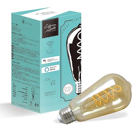 Amazon Amazon Alexa認定 Led電球 アレクサ対応 エジソンバルブ Ledスマート スパイラルロングゴールド E26 Led電球 スマート電球 スマート照明 Google Home対応 調光 電球色 20k 30w相当 エジソンバルブledスマート Led電球 通販