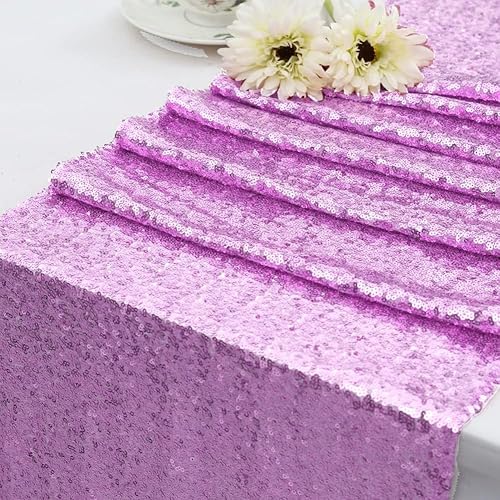 Miniatura 2 de Poise3EHome Camino de mesa de boda con lentejuelas brillantes para decoración de mesa de baby shower (12 x 108  2 piezas, lavanda)