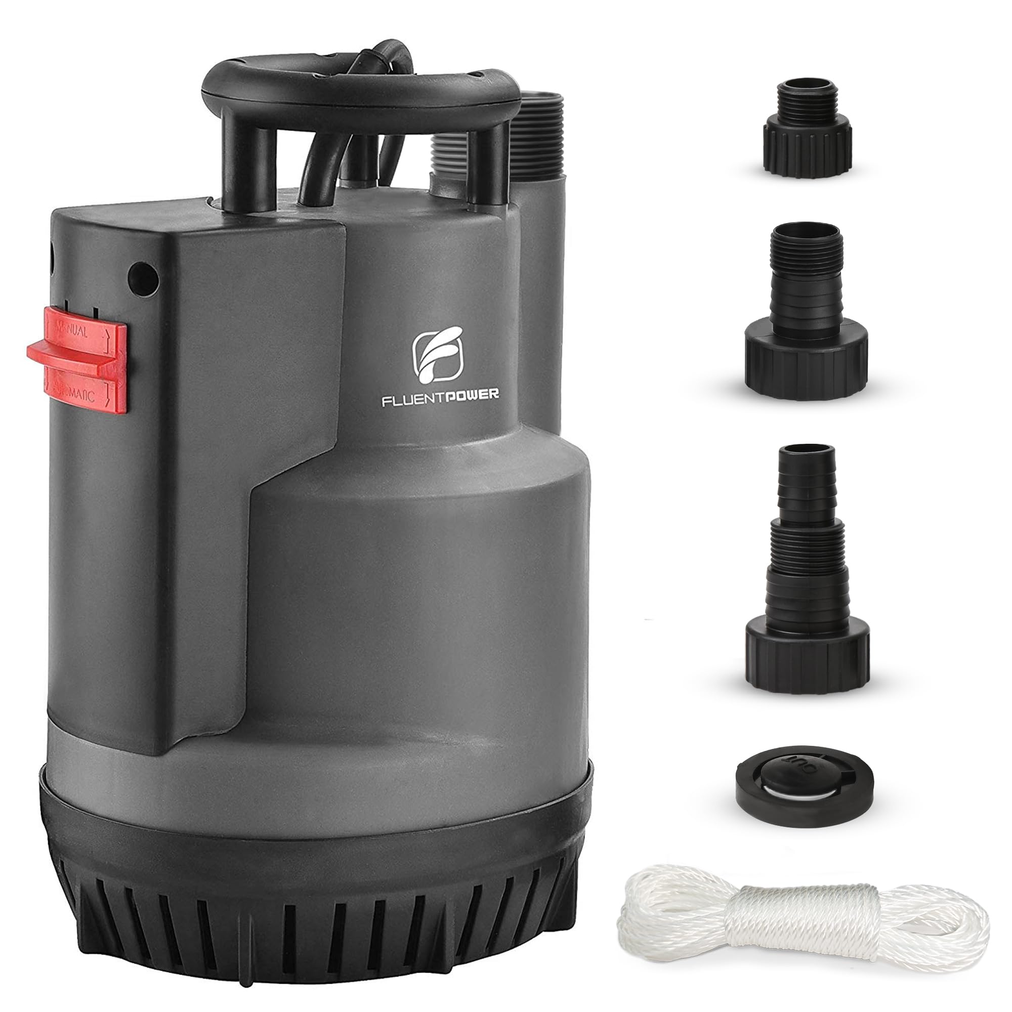 FLUENTPOWER 1/2HP Submersible Sump Pump – 2500GPH Automatic Float Switch, Drains Basements, Pools & More
