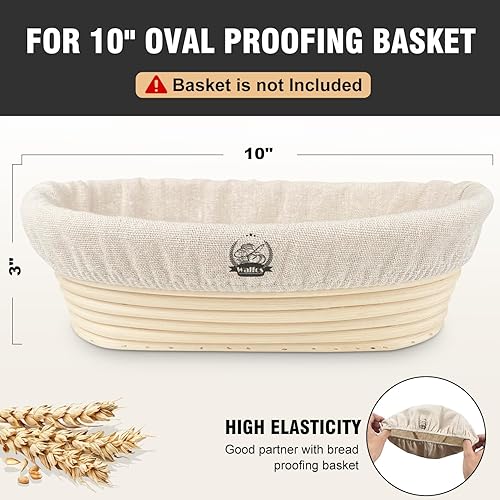 Miniatura 5 de Walfos 6 piezas de tela ovalada de 10 pulgadas para cesta de pan, revestimiento de cesta de masa para hornear de ratán, paño a prueba de Banneton de