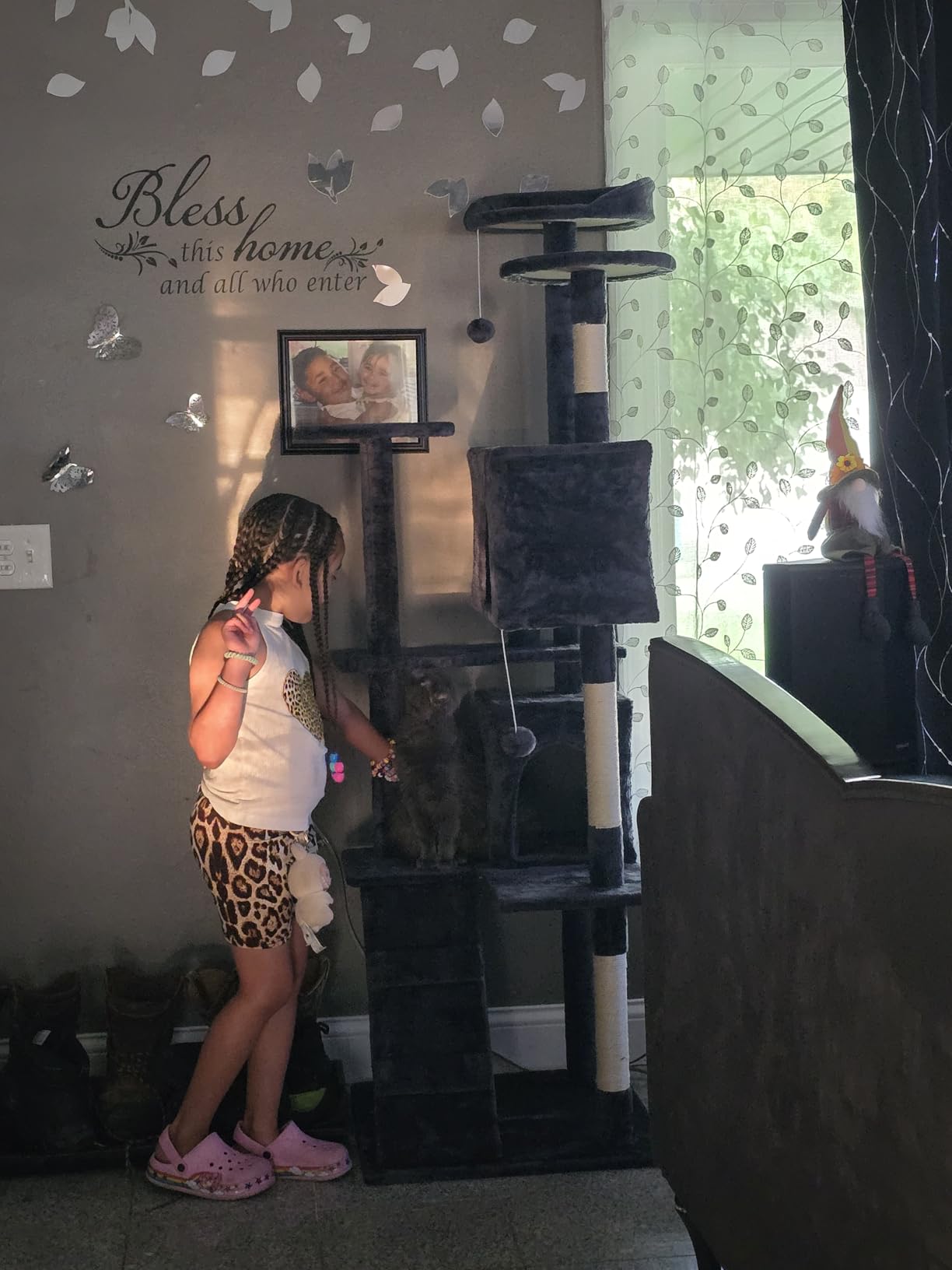 FDW Cat Tree 54in Cat Tower Multi-Level Durable Cat Scratching Post & Cozy Fun Cat Jumping Platform Space Saving Cat Condo Pet Play House for Indoor Cats,Dark Gray photo review