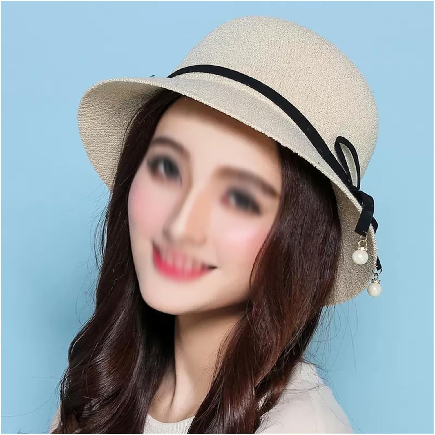Dome Sun Visor Sunscreen Breathable hat Women's Basin hat Fisherman hat(Black)