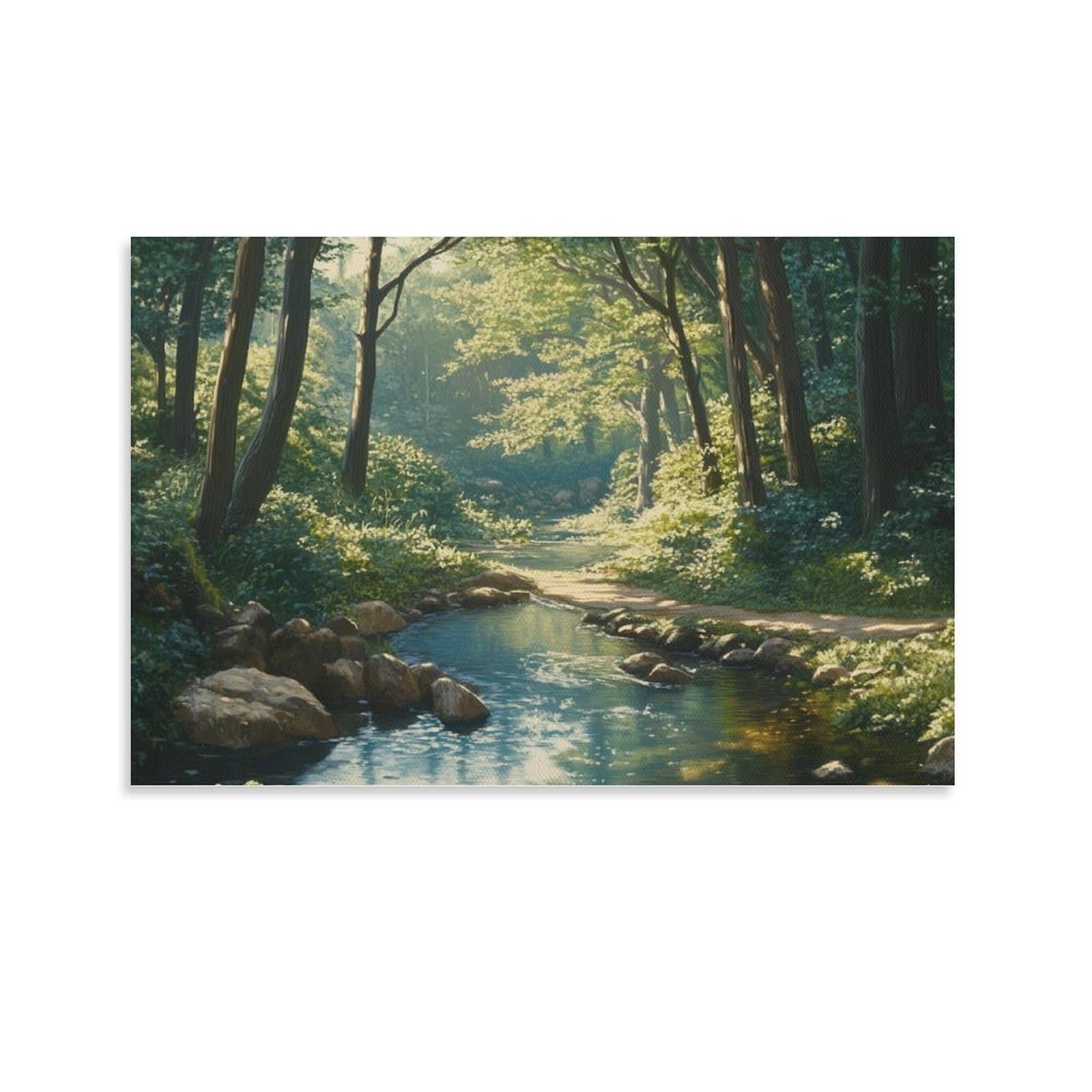 DHBANEIOK Wall Art Creek Paintingon Canvas Forest Artwork on Canvas Pictures Paintings Wall Art Decor for Living Room Bedroom Home Decorations 24x36inch(60x90cm)