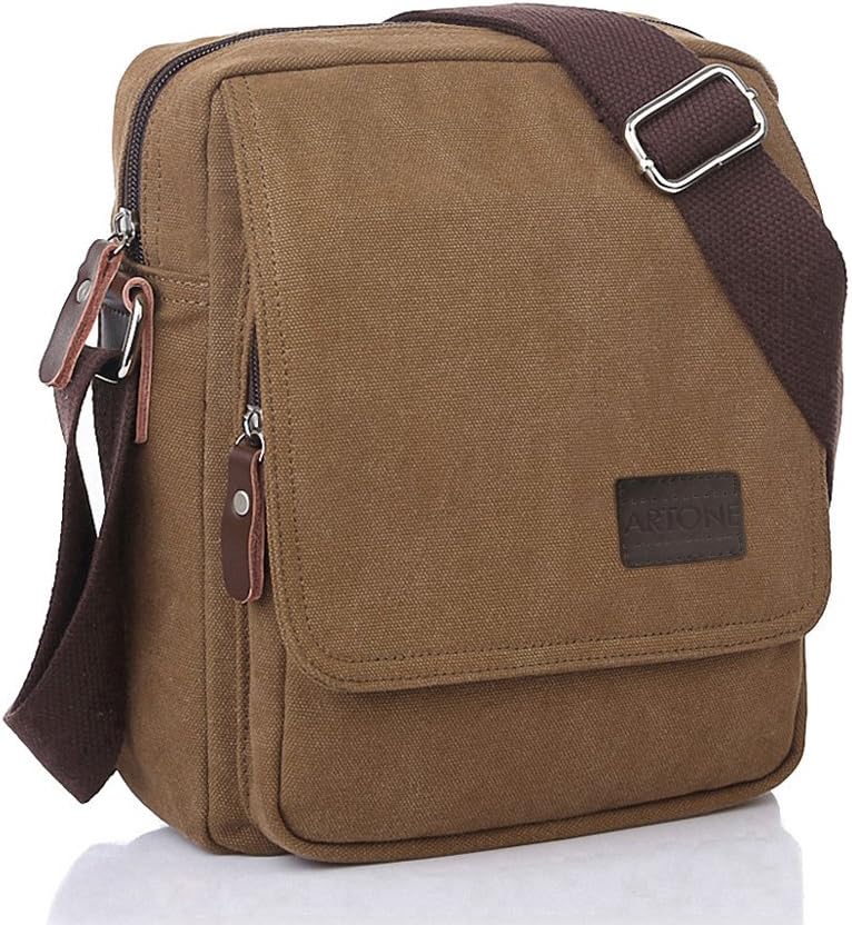 Vintage Water Resistant Canvas Crossbody Messenger Bag Shoulder Bag Khaki