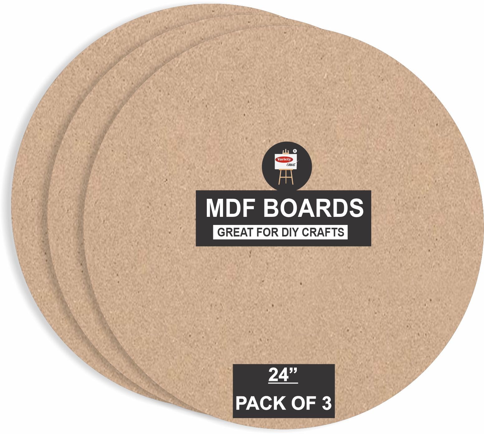 Variety Canvas 3 Piece 24 Inch Round MDF Boards for Art and Craft, Wood Round MDF Sheets for Craft Work, DIY MDF Cutouts-image-20