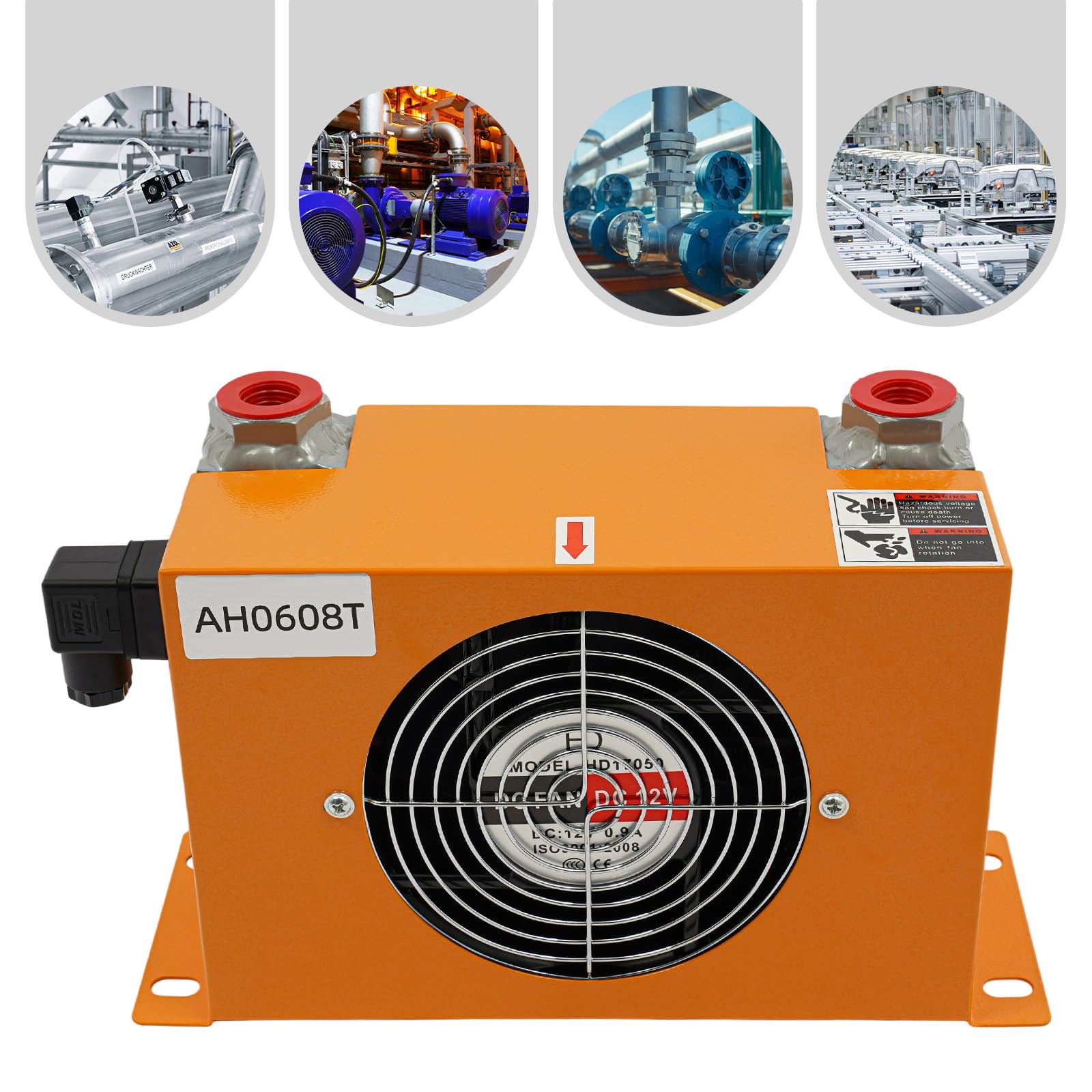 Hydrauliczna chłodnica powietrza AH0608T – 60 LPM 12 V DC chłodzenie powietrzem, chłodnica oleju, chłodzona powietrzem