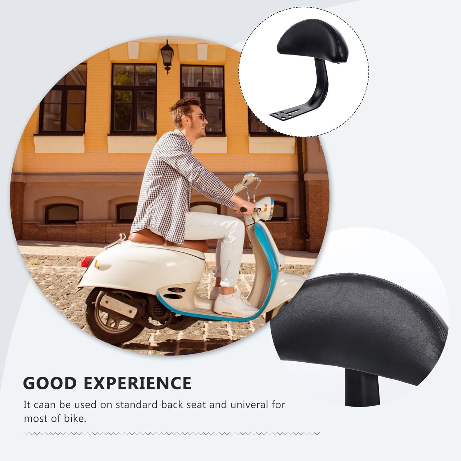 Kisangel Bike Backrest for Children Rear Seat 8.3X7.9X6.7 Inch Black Leather Cushion Safety Support for Electric Bicycle Cycling Comfort