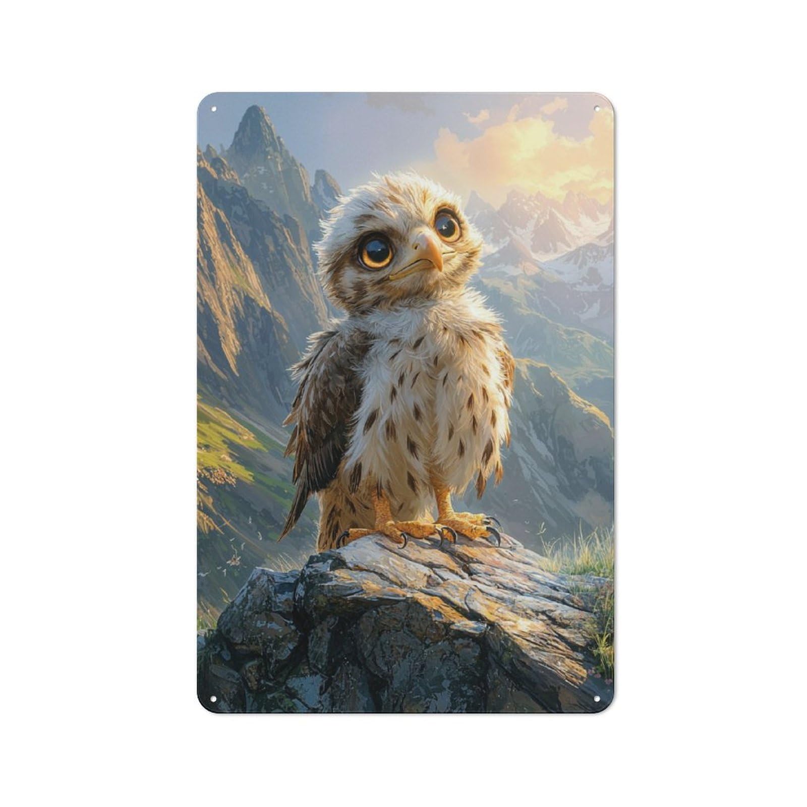 Junmoney Baby Hawk Mountain View Simple Retro Tin Sign 30X20cm, Study Room Decor For Home Office, Reading Corner Or Bedroom