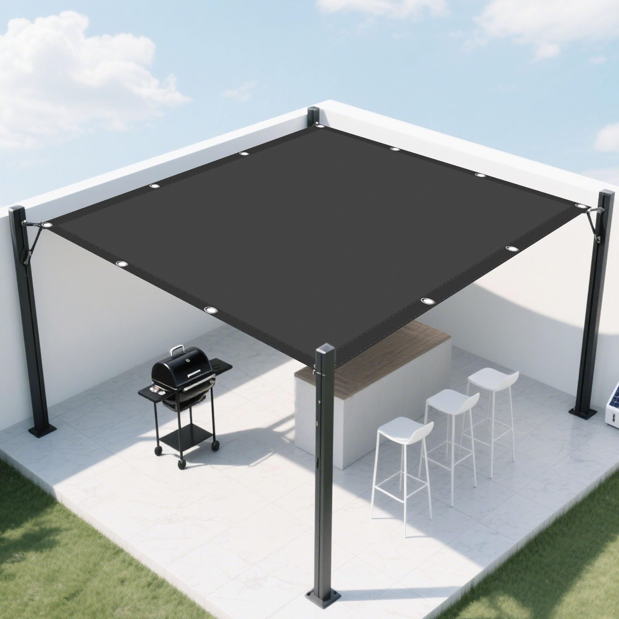 Voile d'ombrage rectangle contre la chaleur du balcon facile à plier et installer