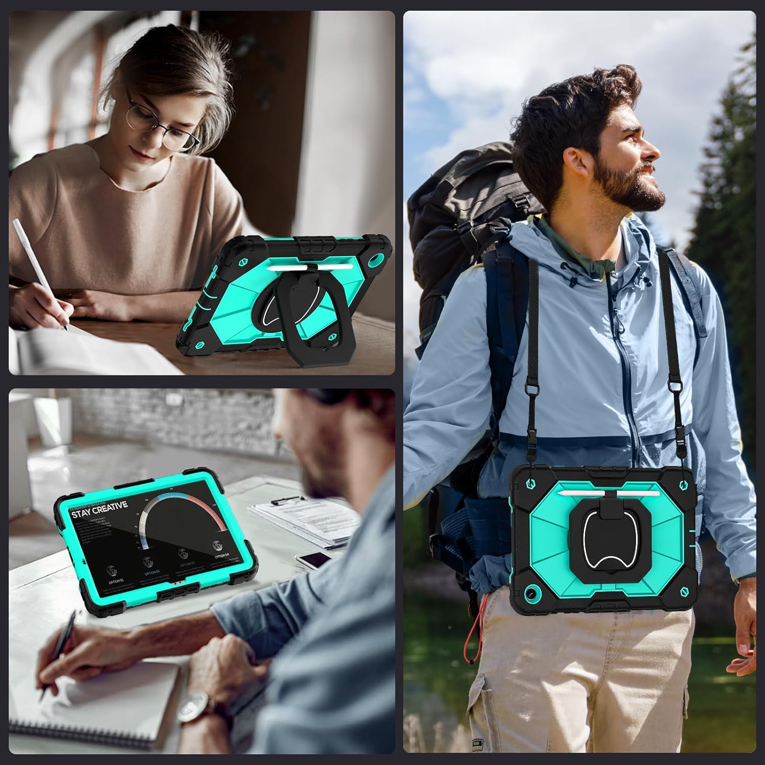 Case for Galaxy Tab A9 Plus Case 11 Inch with Screen Protector/Rotating Stand/Pen Holder,Military Grade Shockproof Case for Samsung Galaxy A9+ Tablet Cases