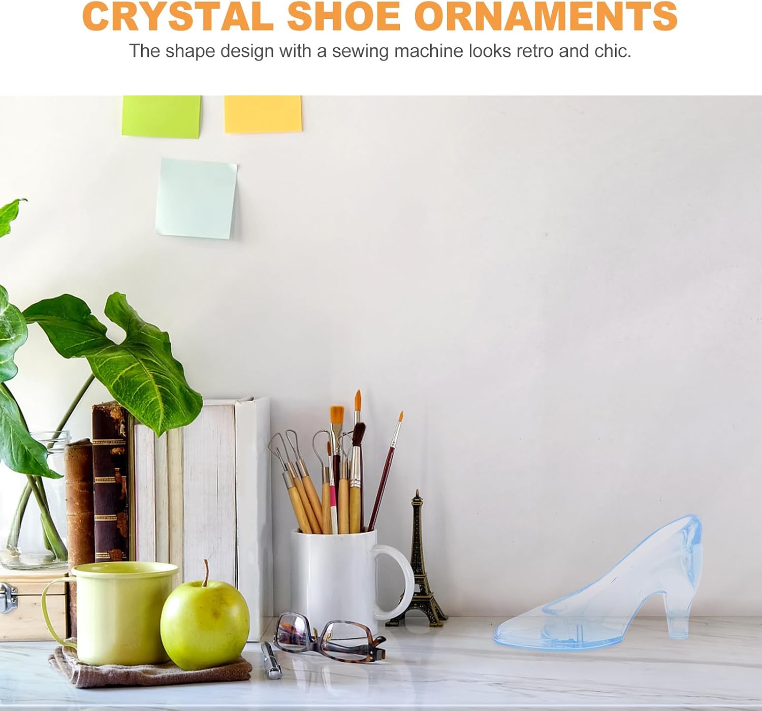 Cabilock 12-Pack Transparent Mini Crystal Shoes Decorative Desktop Accessory Delicate Shoe Ornaments for Home Holiday Party Table Centerpiece 3.74X2.16X2.16In image 3