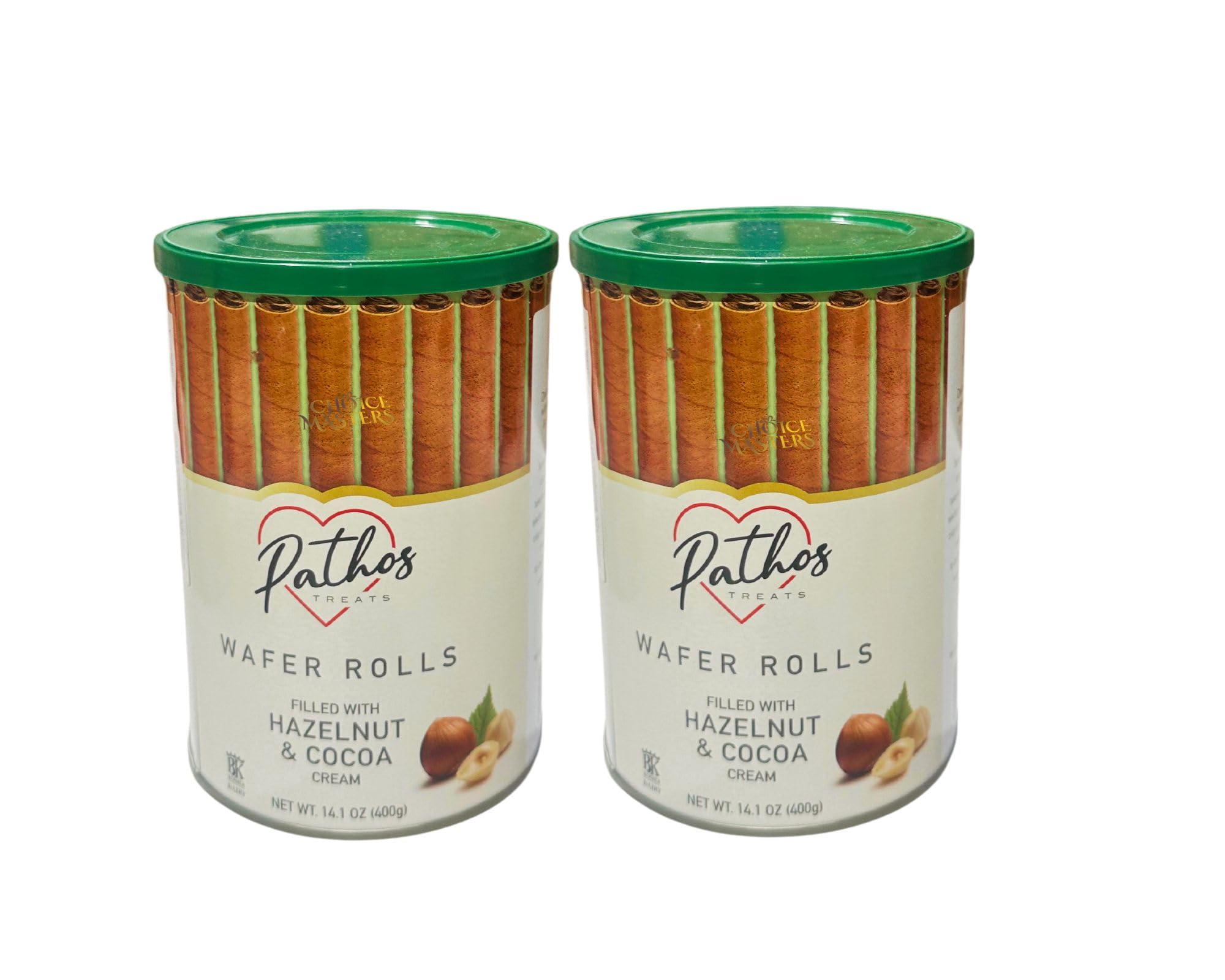 Wafer Rolls with Deliciously Fine Cocoa Hazelnut Flavored Cream Gift Tin - 2 Pack - Irresistible Tea Time Treat - Wafer Rolls with Cocoa Cream Filling and Hazelnuts 2 X 400 g