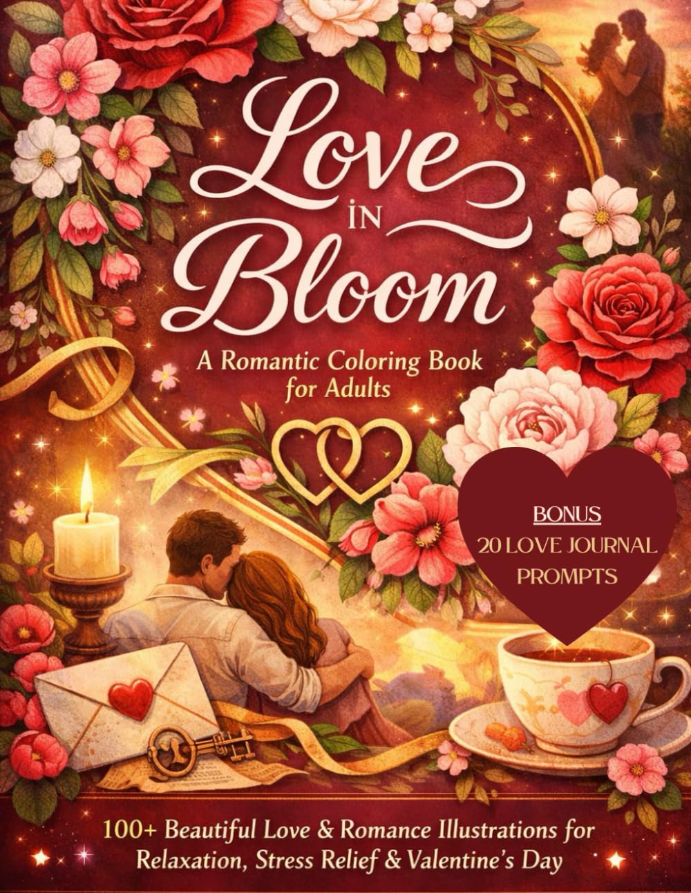 Love in Bloom A Romantic Coloring Book for Adults: 100+ Beautiful Love & Romance Illustrations for Relaxation, Stress Relief & Valentine’s Day | Love ... for Adults Designed for Comfort and Joy)