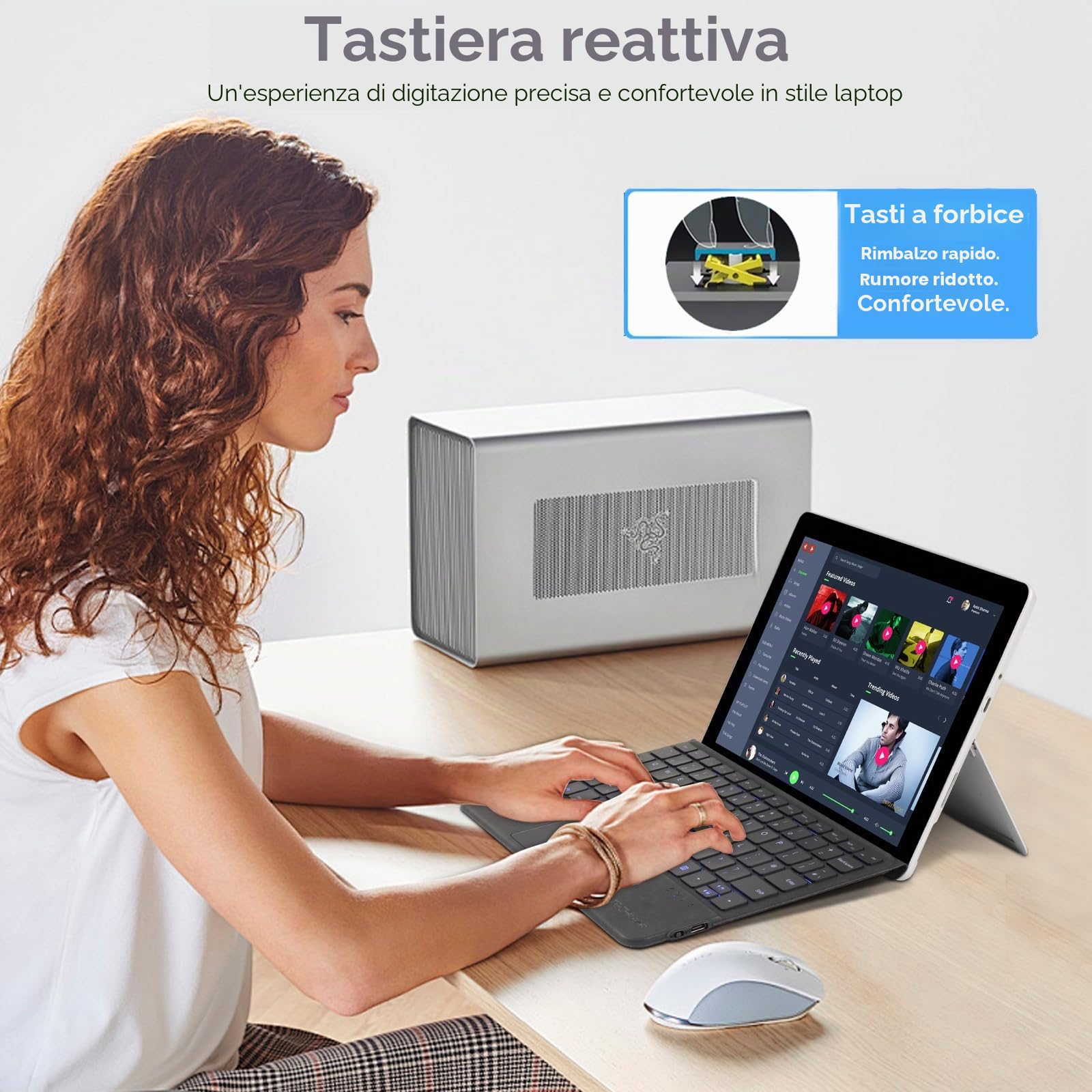 TECHGEAR Tastiera Surface Go per Microsoft Surface Go 1, 2, 3, 4, sottile, wireless, Bluetooth, retroilluminazione, trackpad/touchpad di precisione, QWERTY