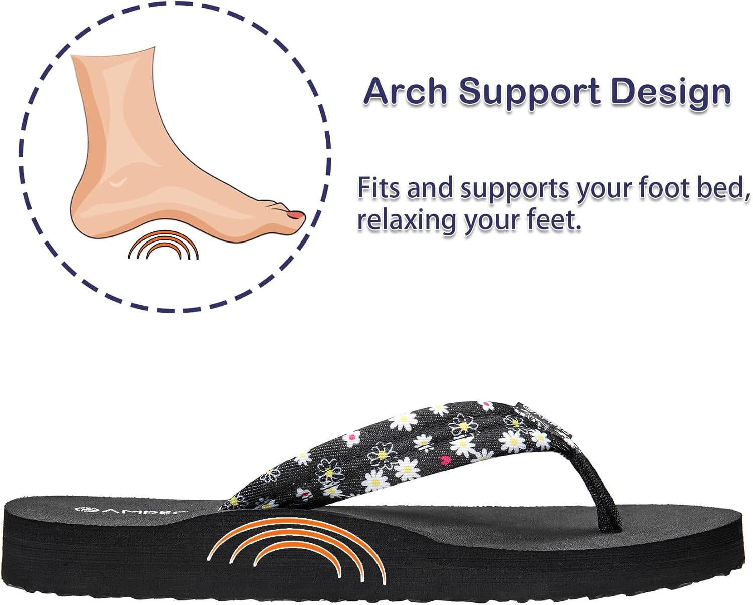 Ampeo Women's Arch Support Flip Flops Comfortable Casual Summer Beach Thong Sandals - Image 5