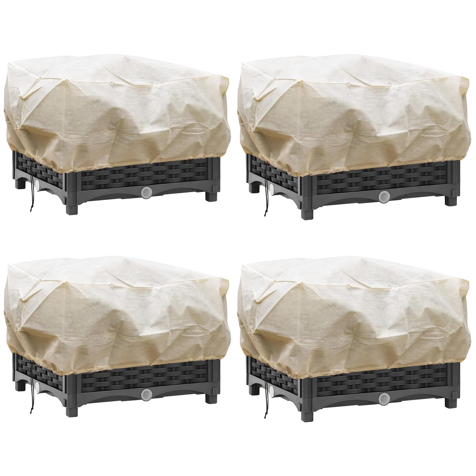2 Coperture Invernali Rettangolari Per Fioriere, In Tessuto Non Tessuto, Protezione Antigelo E Antigelo, Con Cordoncino Regolabile, Misure 150x45x40 Cm, Per Balconi E Davanzali - 2
