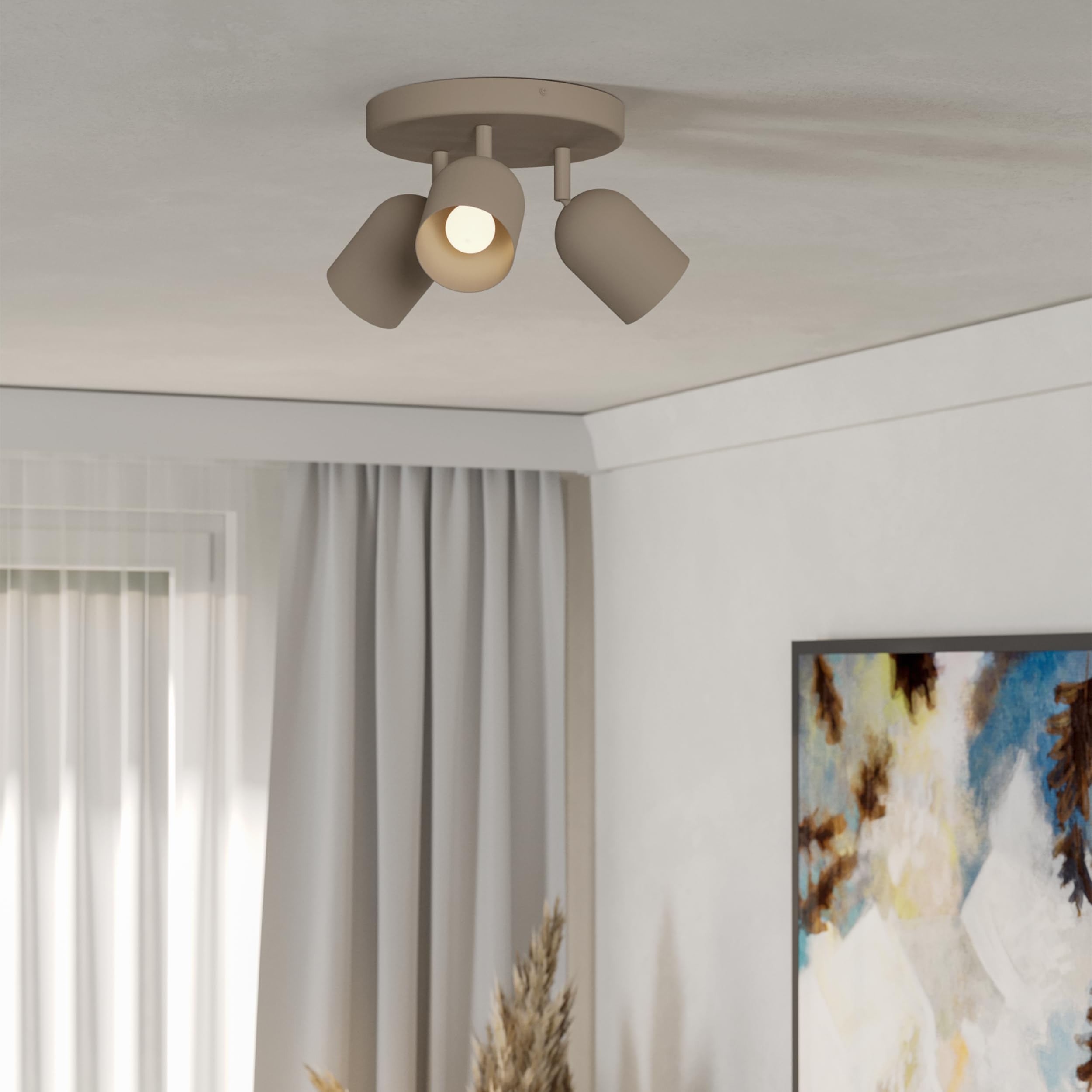 EGLO Deckenlampe 3-flammig Tilston, Deckenstrahler aus Stahl, Sandfarben, E14 Fassung
