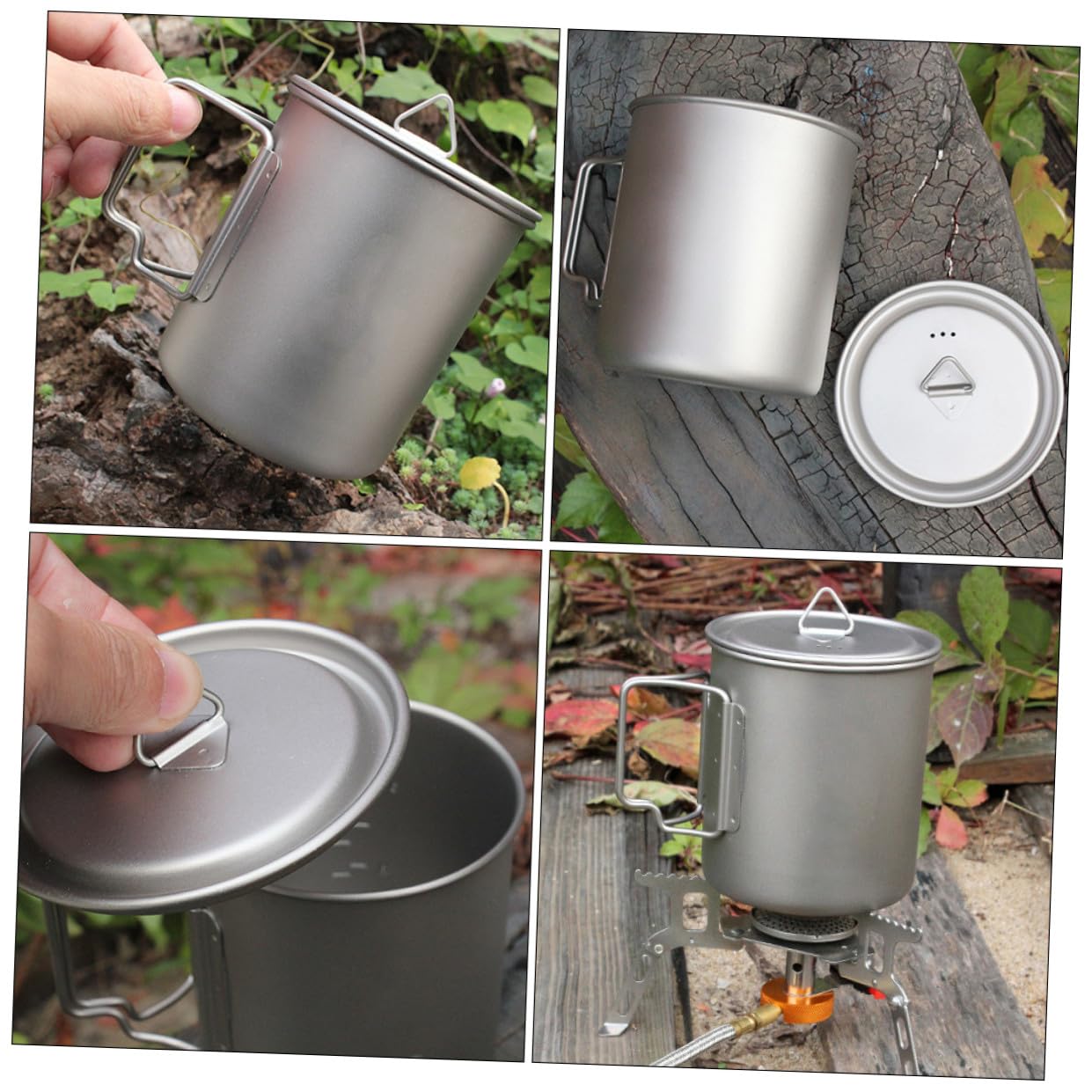 KOMBIUDA Tasse de Camping Pliable 750 ML en Titane avec Couvercle pour Randonnée et Pique-niques