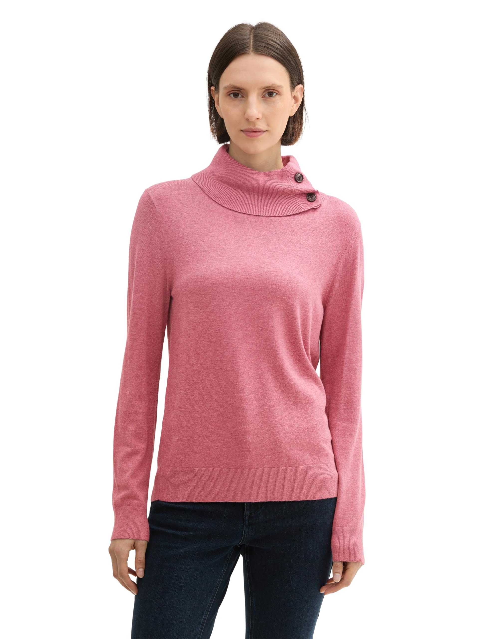 Tom Tailor Damen 1044107 Rollkragenpullover mit Knöpfen