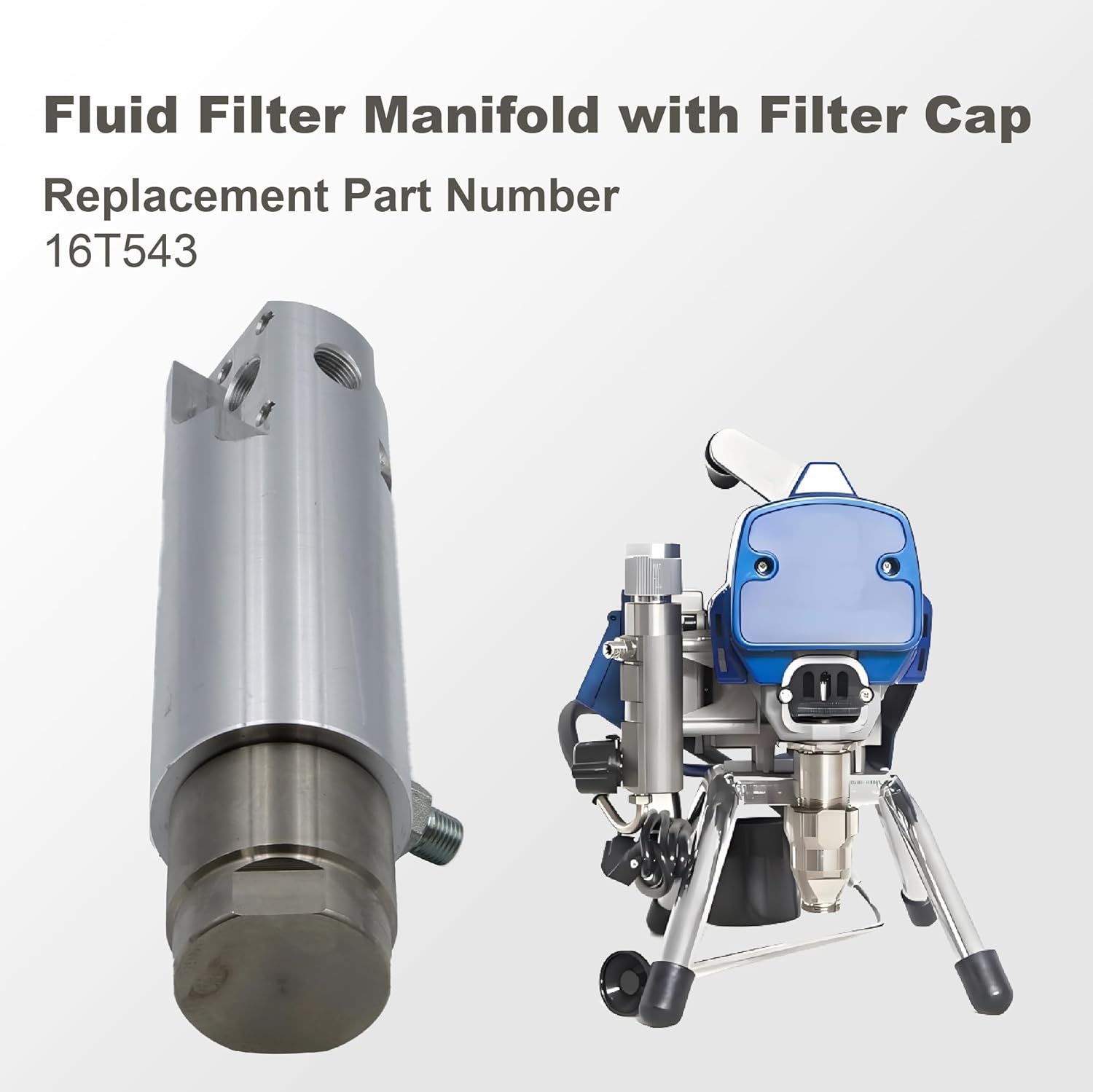 Fluid Filter Manifold with Filter Cap Fit for Airless Paint Sprayer 695 795 1095 1595 Mark IV Mark V Mark X, Fluid Filter Manifold Assembly with Return Valve Replace 16T543