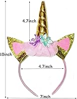 Vista 2 de 2 diademas de cuerno de unicornio, flores, orejas de gato, para fiestas de cumpleaños, Navidad, Halloween, accesorios de fotos, suministros