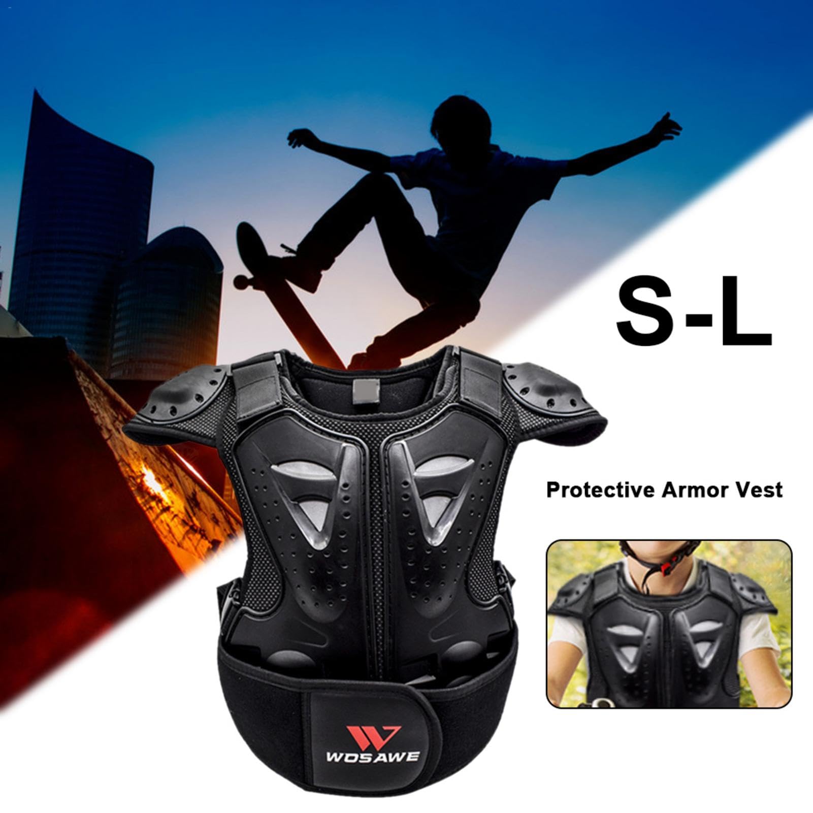 Gilet De Protection pour Enfant, Gilet D'armure Enfant, Gilet Pare-balles Enfant, Protection Moto Enfant, Protection Dorsale pour Vélo, Ski, Équitation, Planche À roulettes S/M/L