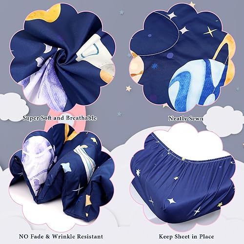 Miniatura 2 de Pea Pod Juego de ropa de cama de 4 piezas para niños pequeños, juego de edredón azul de primera calidad para cuna, incluye sábana encimera, sábana