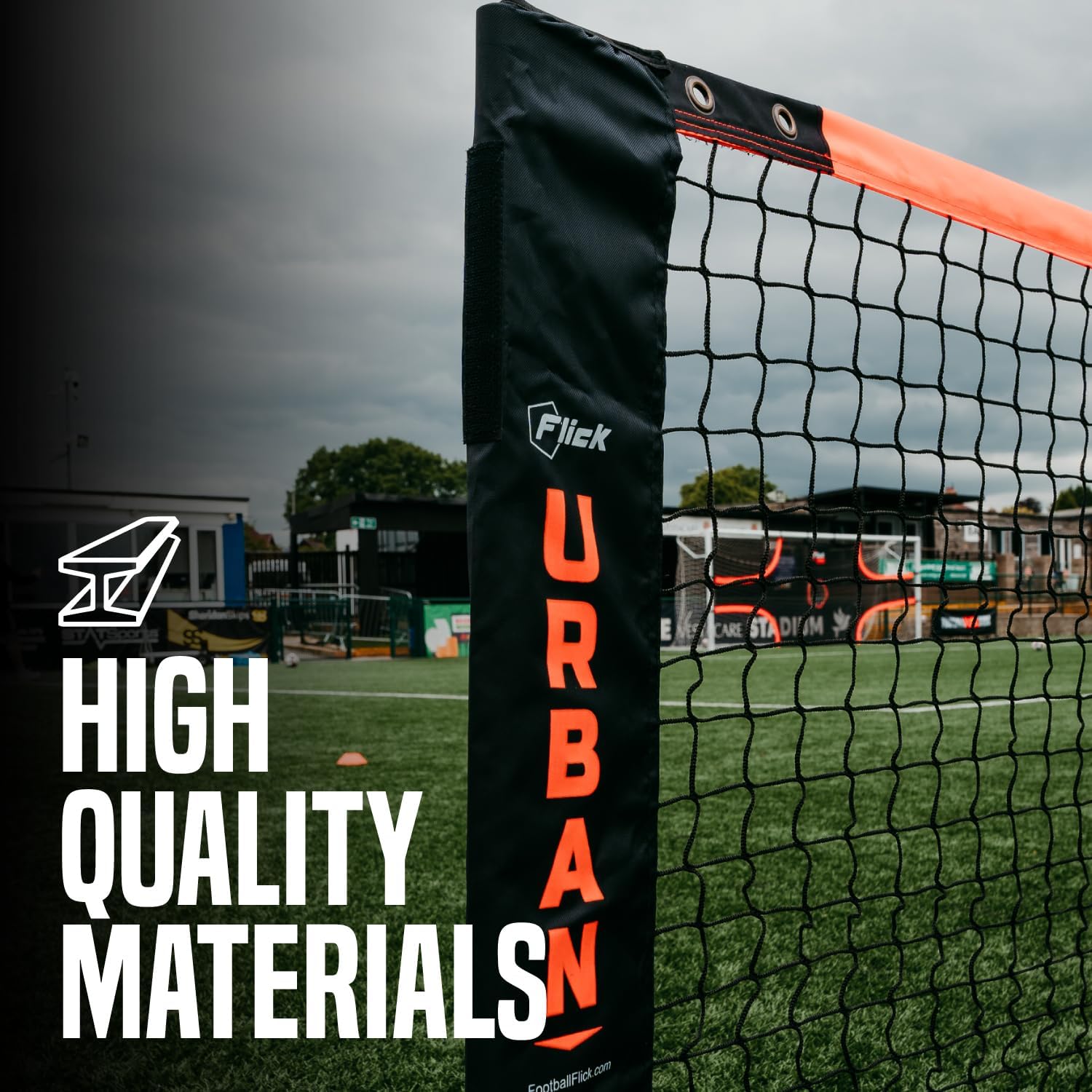 Flick High-Low Maxi Soccer Tennis Net for Outdoors – Adjustable Height for Multi-Purpose Usage – Lightweight Portable Training Equipment with Carry Case