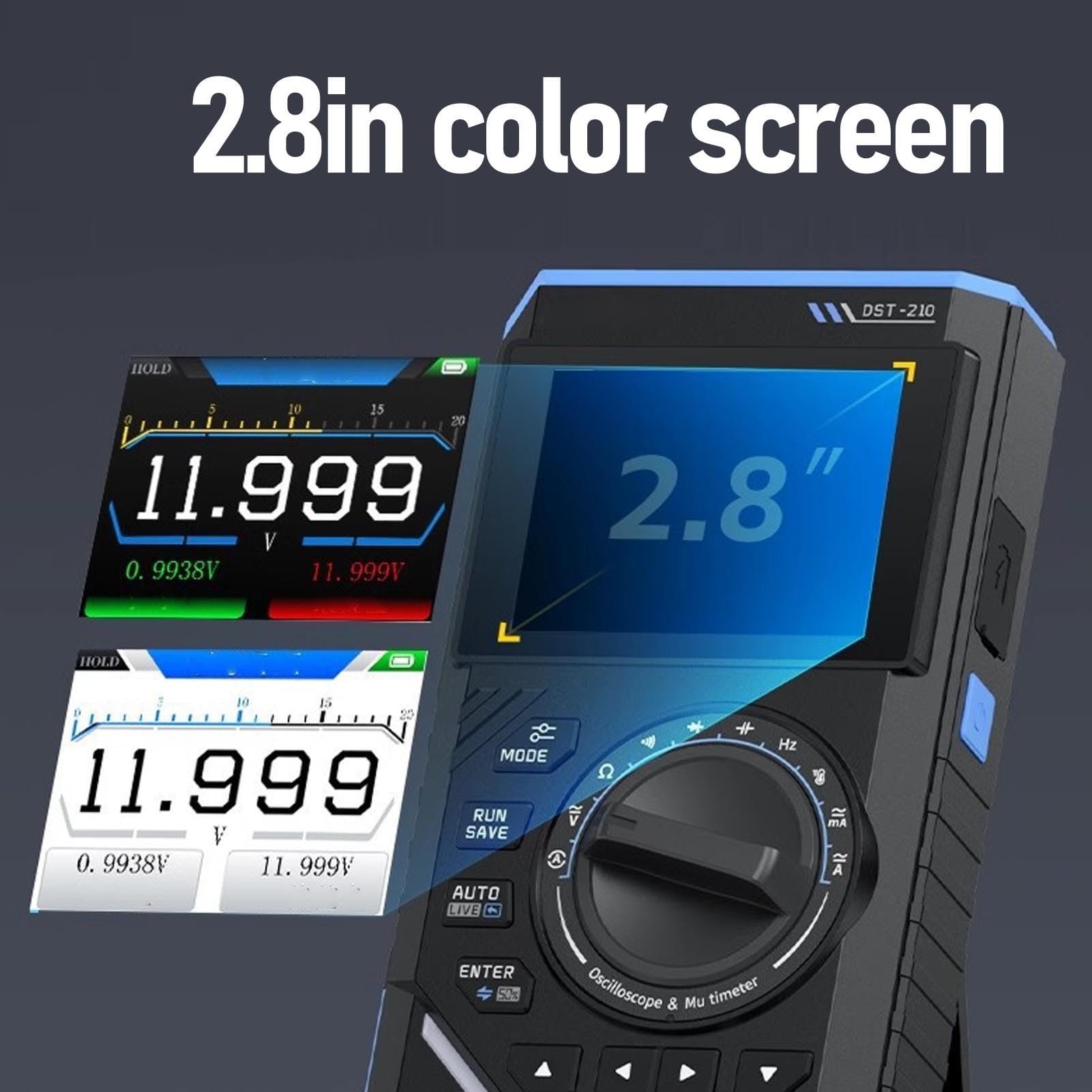 Tangxi Tragbares Digitales Oszilloskop-Multimeter, Analoger Signalgenerator mit 2 Sonden für Labor und Ausbildung, 1 MHz