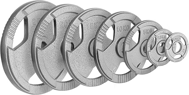 Olympic Discs Weight Plates TRI GRIP Cast Iron 2" 2.5KG 5KG 10KG 20KG Home Gym for Olympic Barbell