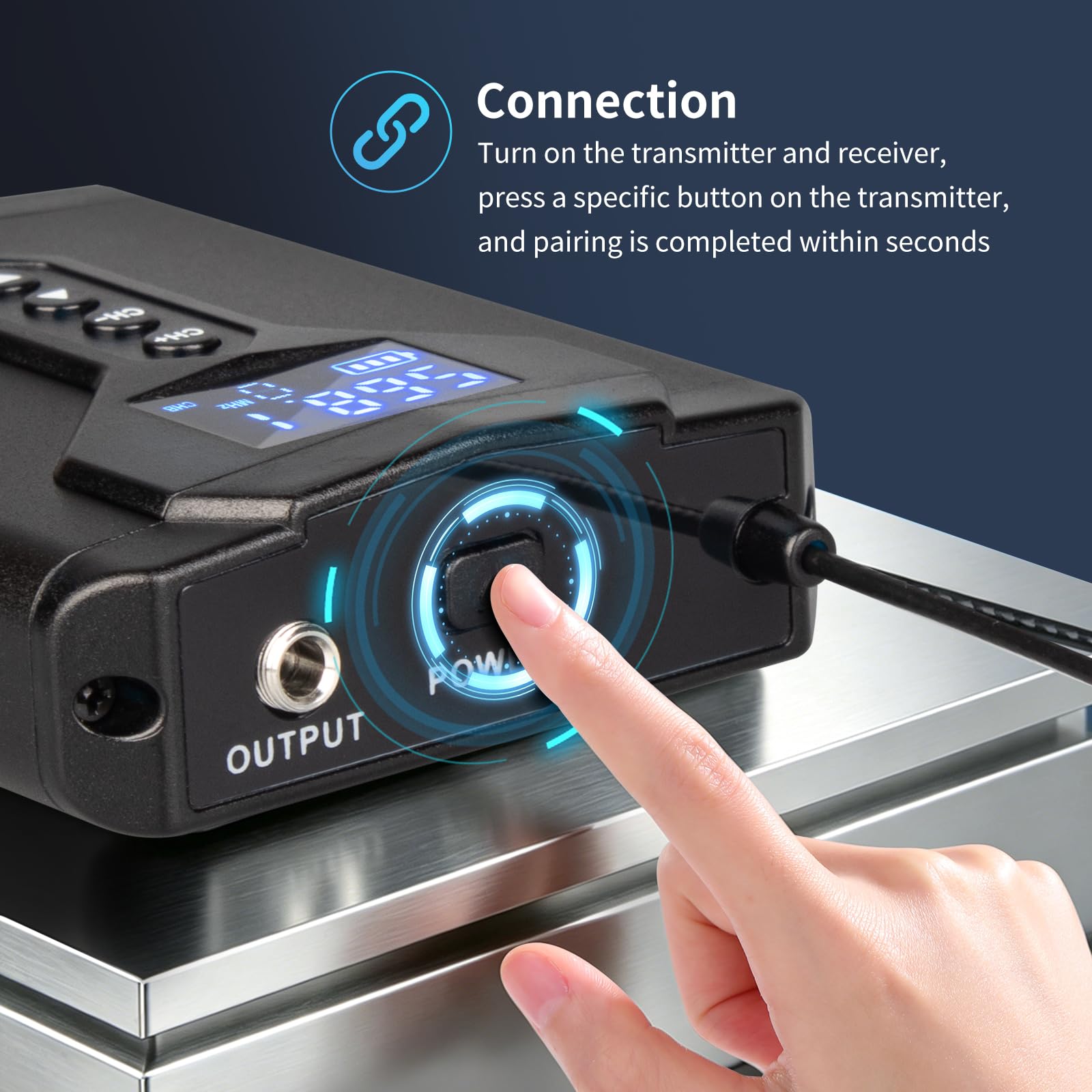 Depusheng MA5 Drahtloses In-Ear-Monitorsystem mit Sender und Empfängerclip, automatischer Kopplung, In-Ear-Monitoring für Studio, Gitarre, DJ und Live-Auftritte (1 Receiver + 1 Transmitter)
