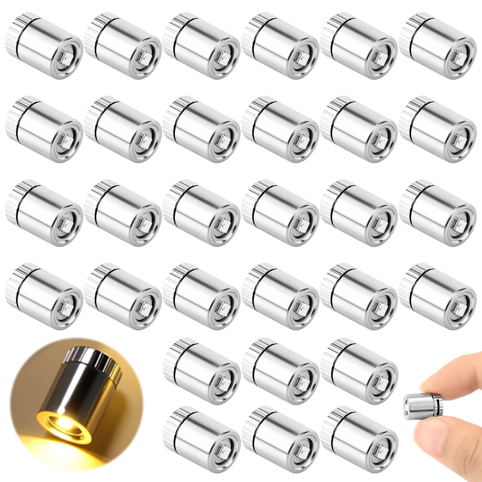30pcs Small LED Lights Warm White, Mini Silver Battery Fairy Lights for DIY Crafts, Dollhouse Lighting, Balloons and Wedding Decorations