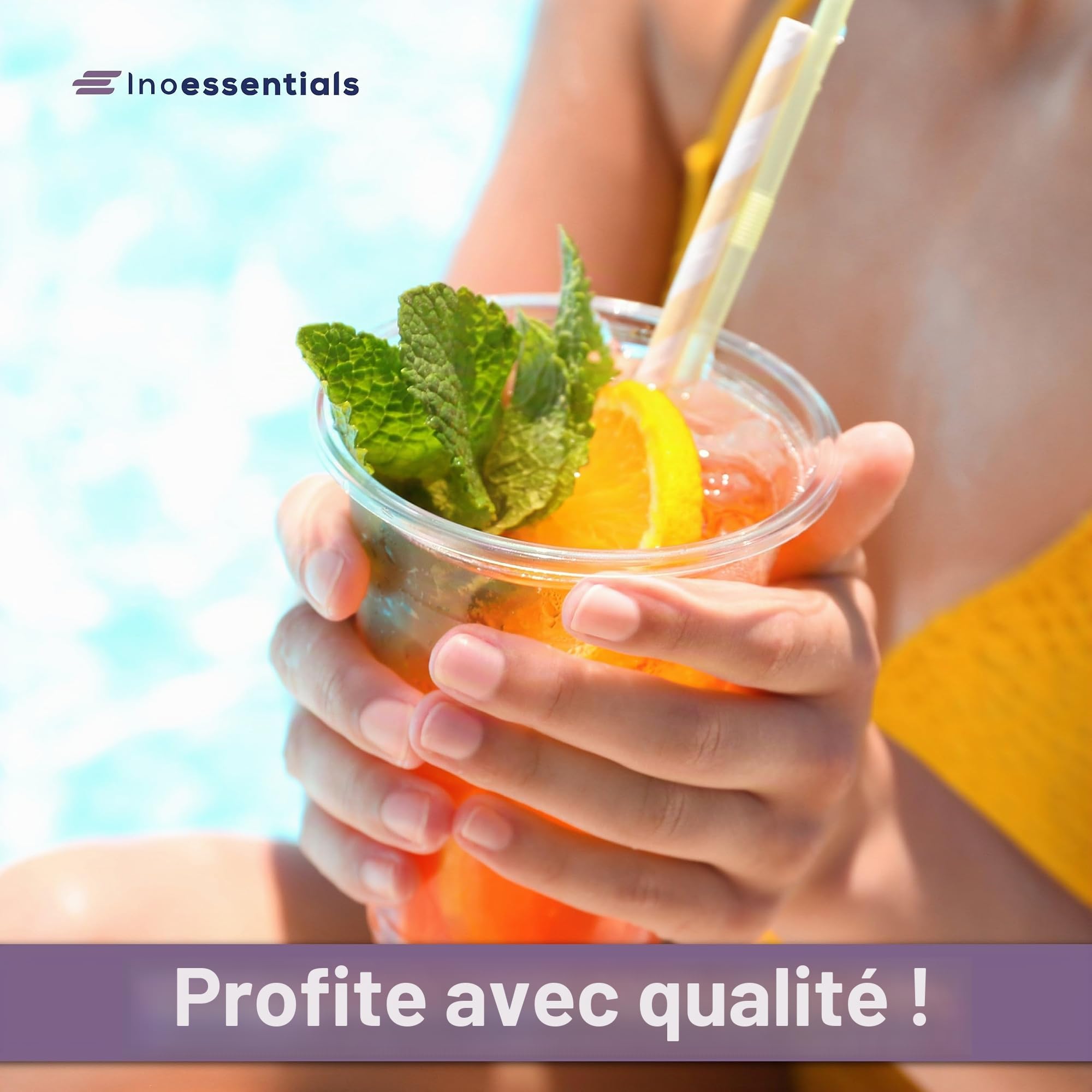 Inoverse Lot de 1000 gobelets en plastique de 0,4 l – Transparents – Gobelets à bière, gobelets en plastique, gobelets de fête, gobelets à eau, gobelets Slush