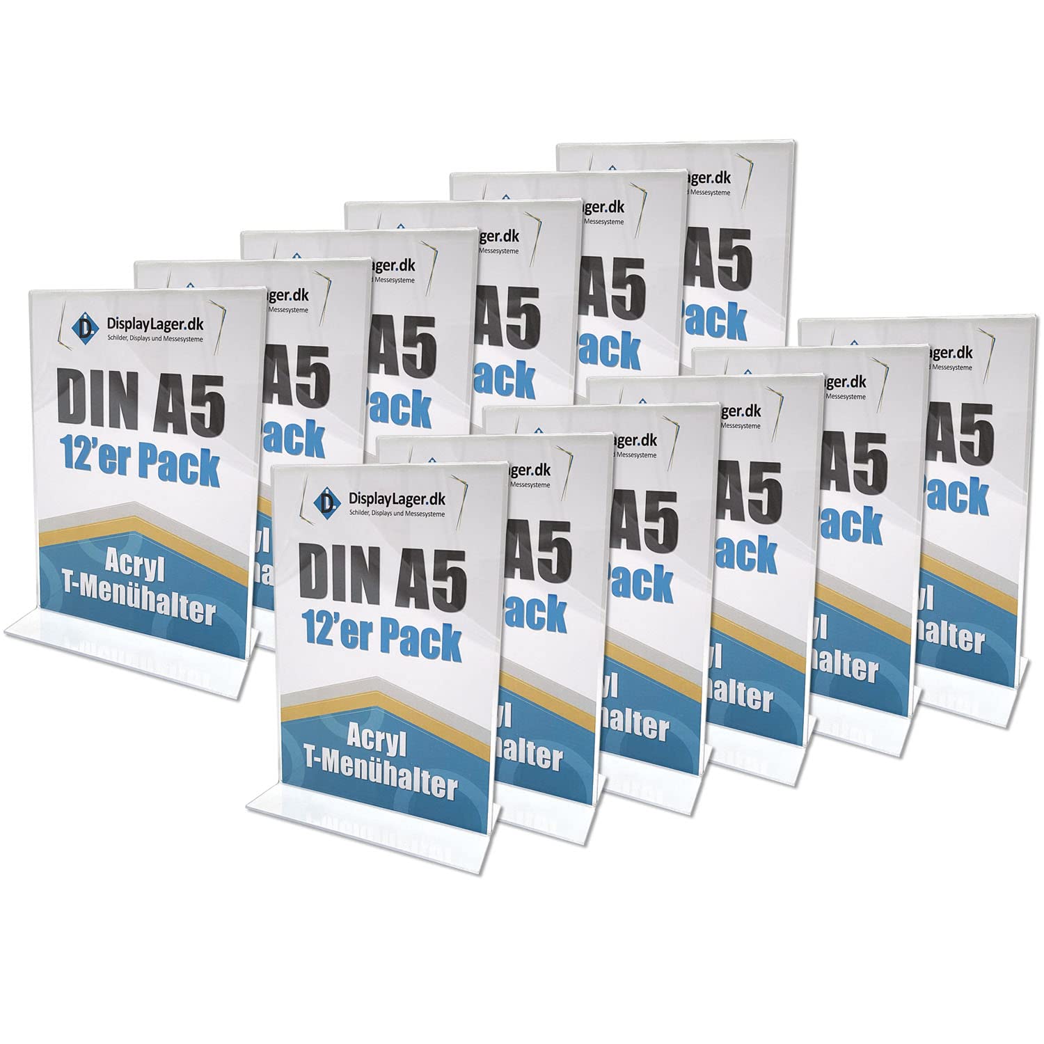 DisplayLager - 12'er Sparpack, Gerader Tischaufsteller/Thekenaufsteller aus Transparentes Acryl (A5)