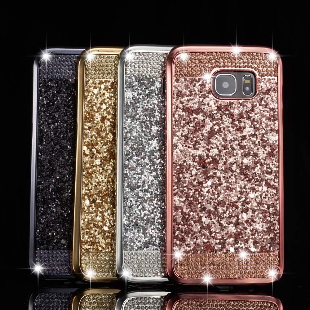 ZCDAYE Case for Samsung Galaxy S10 Plus,Bling Glitter [Crystal Rhinestone Diamond] Soft TPU Rubber Silicone [Electroplating Edge] Shockproof Protective Back Case for Samsung Galaxy S10 Plus - Gold