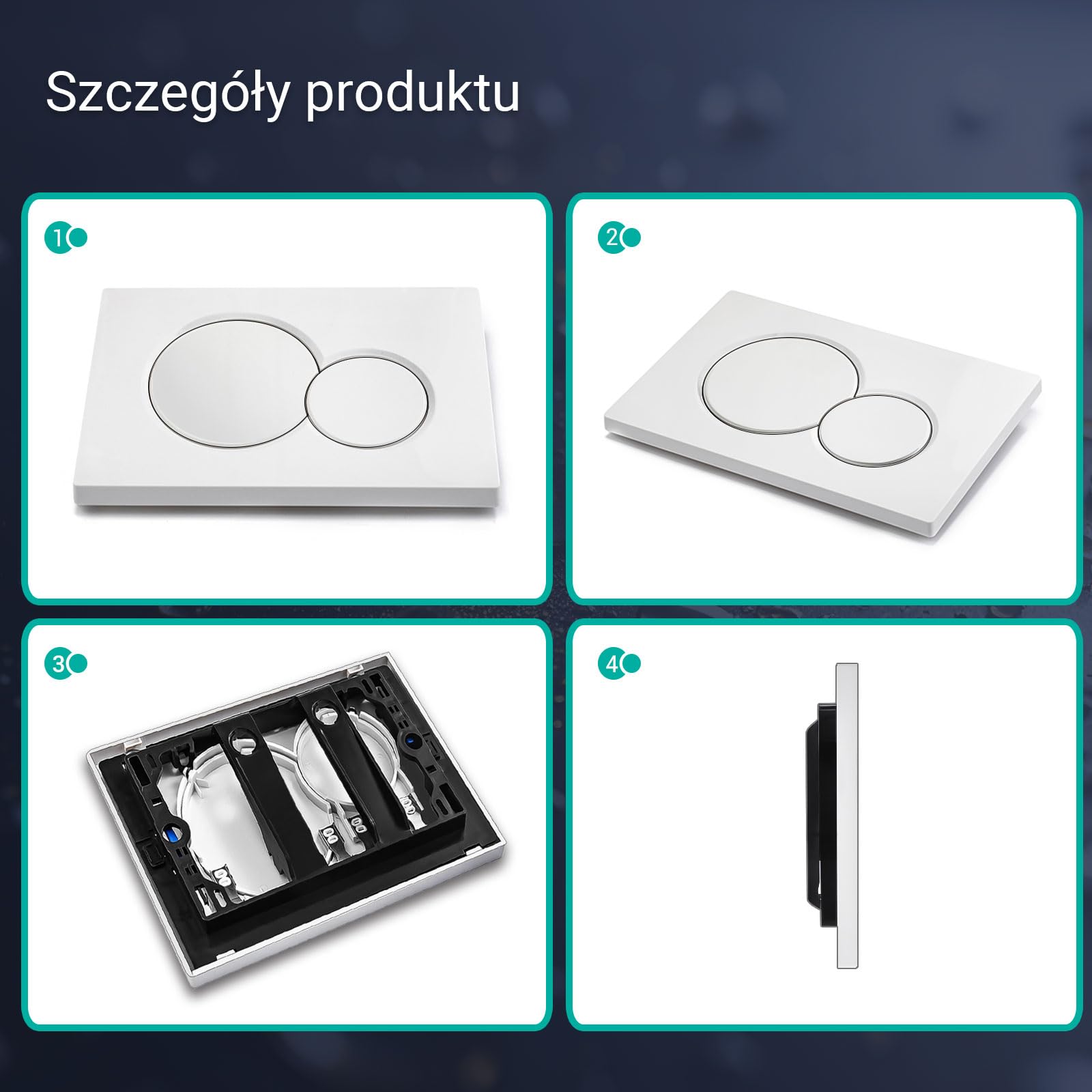 Empyreal Płytka dociskowa do WC spłuczka, części zamienne, kompatybilny z płytami uruchamiającymi Geberit Sigma 01 UP300 i 320, białe tworzywo sztuczne, do 2-krotnego spłukiwania, 1 sztuka