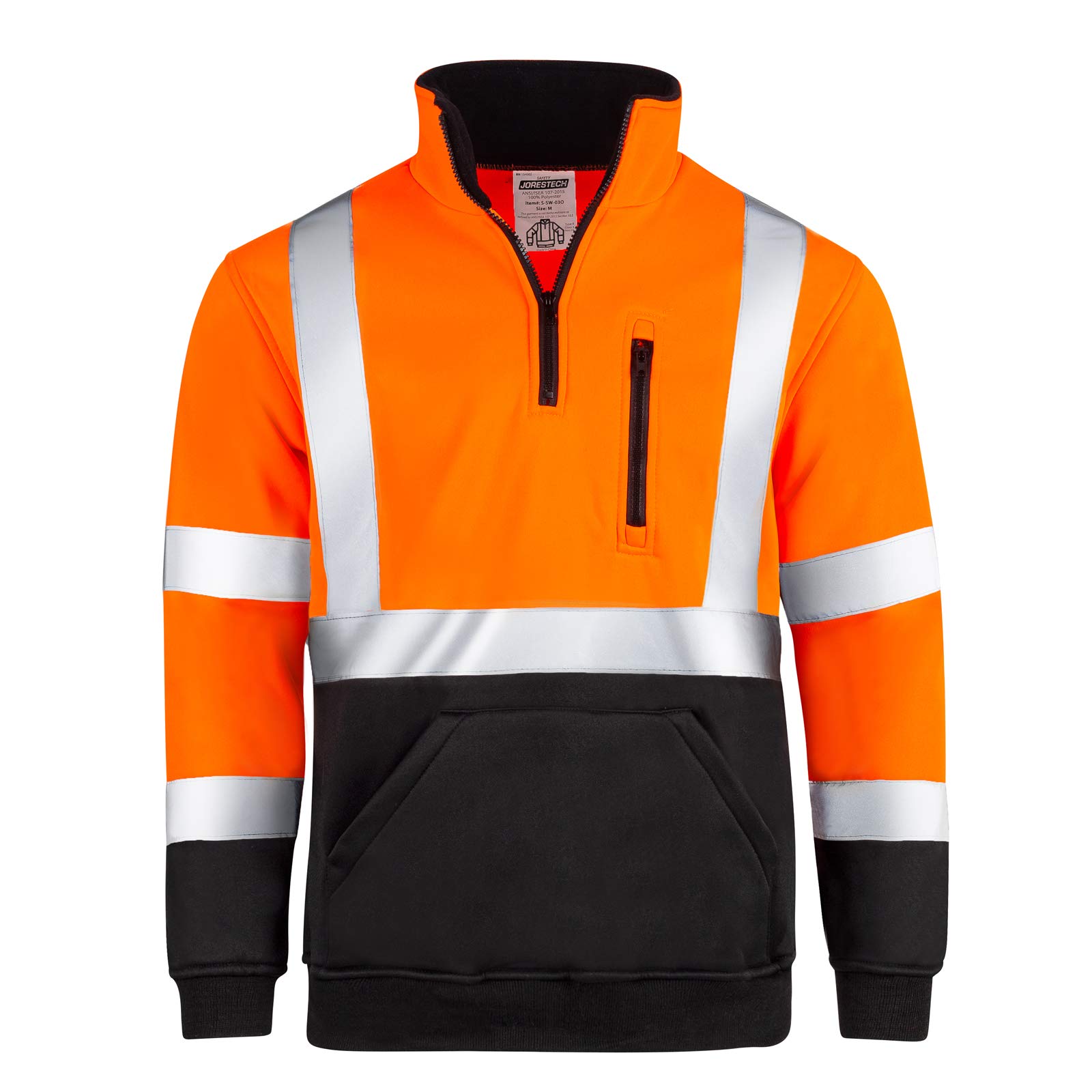 JORESTECH Pullover High Visibility 1/4 Zipper 100% Polyester ANSI Orange