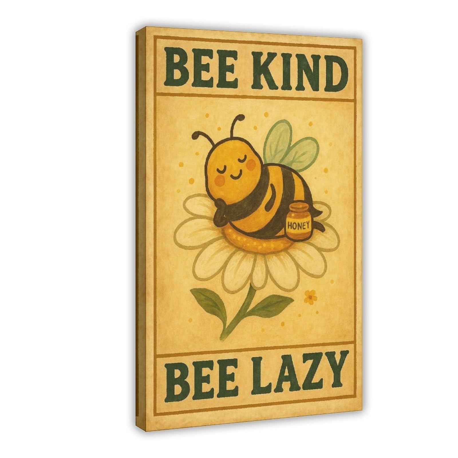 Ywtjax Frame-Style Bee Kind Honeybee Poster Canvas Poster For Office Decor Gift