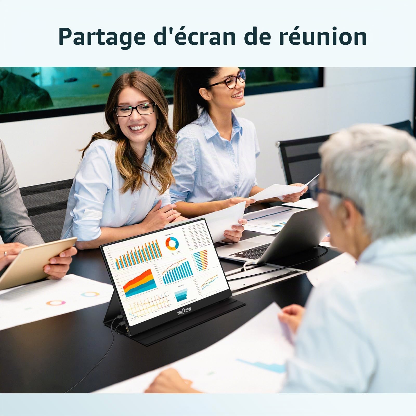 InnoView Écran Portable, 15,8 Pouces 1920x1080 FHD Moniteur Portable IPS Full HD USB-C Ecran PC Double Hautparleur Intégré avec HDMI Type C, pour, Xbox, PS, etc, avec Étui de Protection