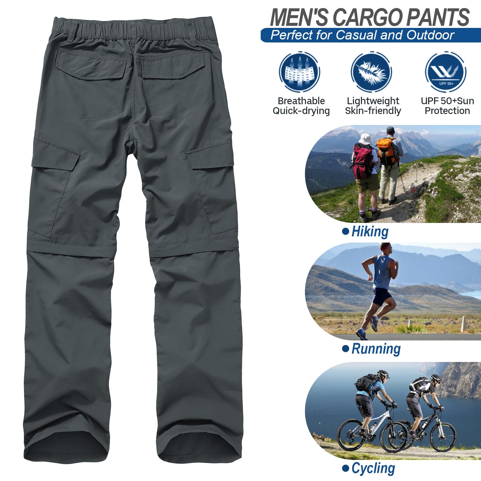 Jessie Kidden Cargo Pantalones para Senderismo para Hombre