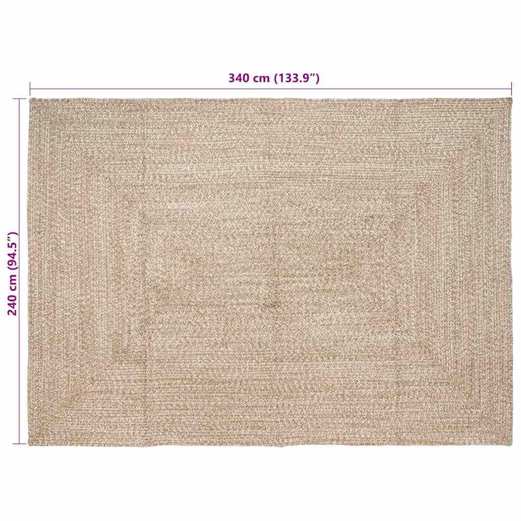Generico Tappeti per Area Rettangolare Naturale e Bianco 240 x 340 cm,Casa e Giardino,Arredo,Tappetini,Marrone,22.25 kg,42010485