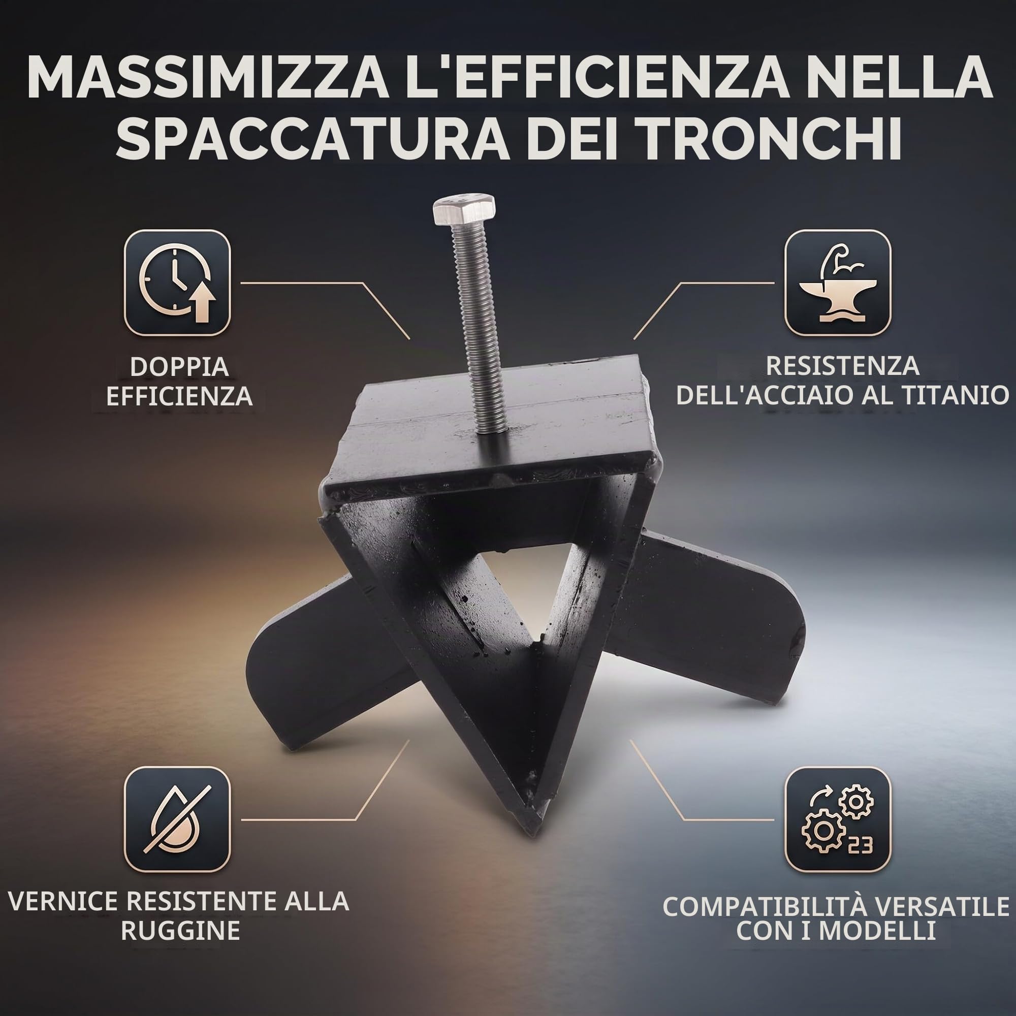 Cocoarm, croce per spaccalegna elettrica, spaccalegna idraulico, testa di taglio a croce, in acciaio al titanio