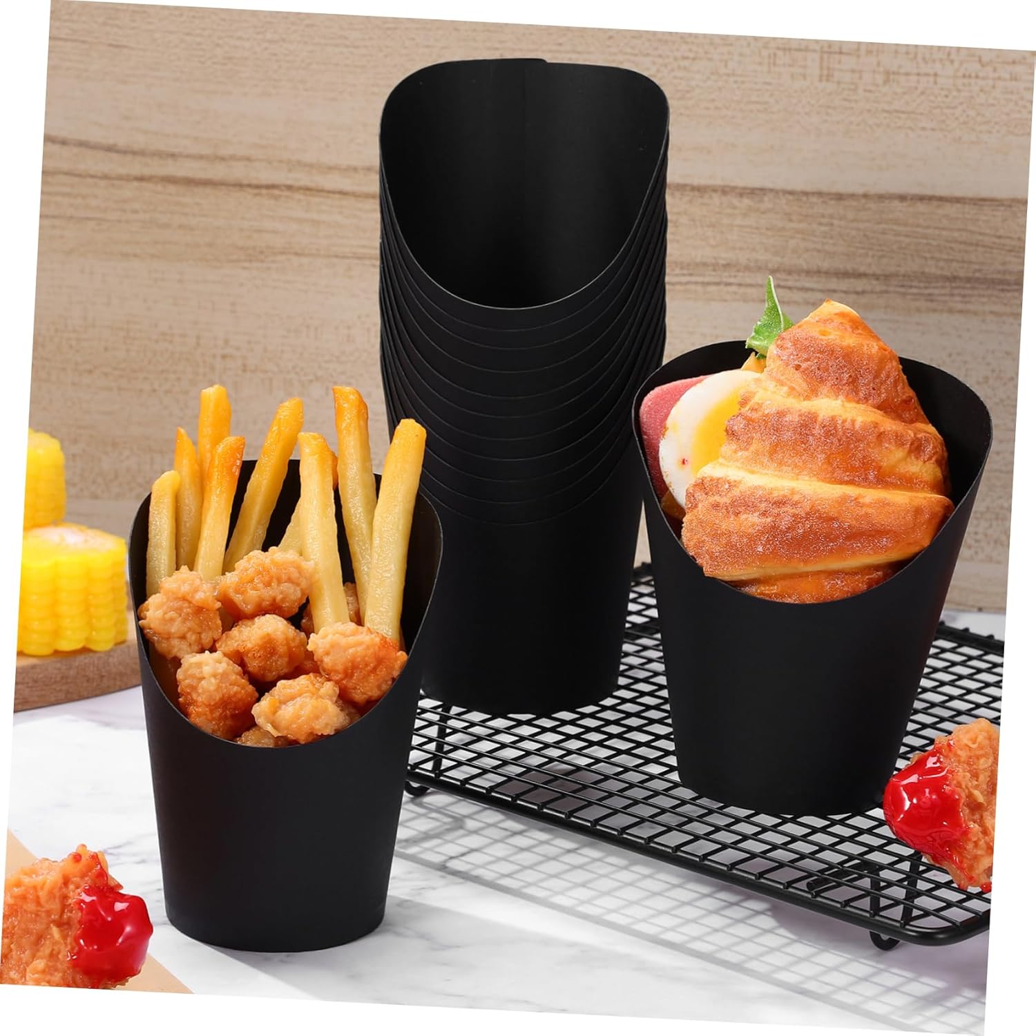 Unomor 100pcs Disposable Snack Cups French Fry Holders for Parties Appetizer Paper Cups Generous for Fries and Snacks for Events and Gatherings