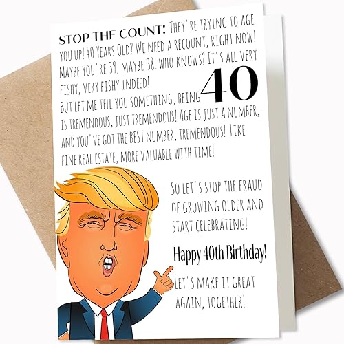GIFTSFARM Divertida tarjeta de cumpleaños número 40, regalos de 40 cumpleaños para mujeres y hombres, decoración de tarjetas de cumpleaños para él o