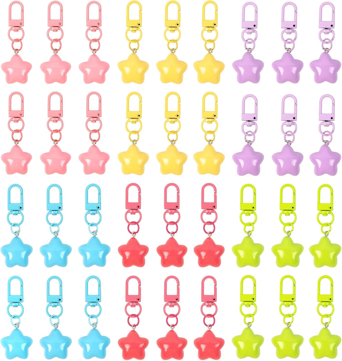 20 Pcs Star Keychain Bulk Chubby Star Key Chains for Car Keys Backpack Charms Key Ring for Keys, Bags, DIY Accessories