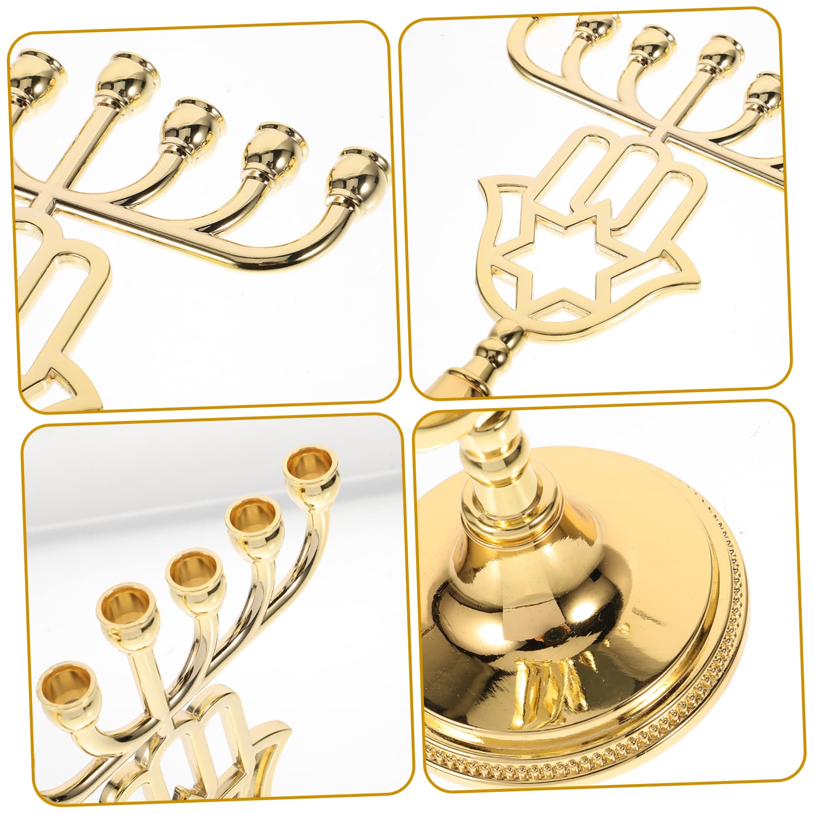 Candelabro De 7 Brazos para La Menorá De Hanukkah Decoración Religiosa Judía Candelabro De Palma Dorada Artesanía De Metal De Alto Brillo