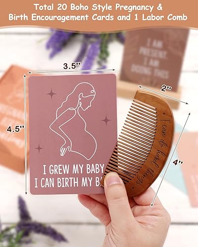 Miniatura 3 de Levfla Tarjetas de afirmación de embarazo y nacimiento con peine de trabajo grabado de madera, fomento de la producción, estímulo positivo, regalos