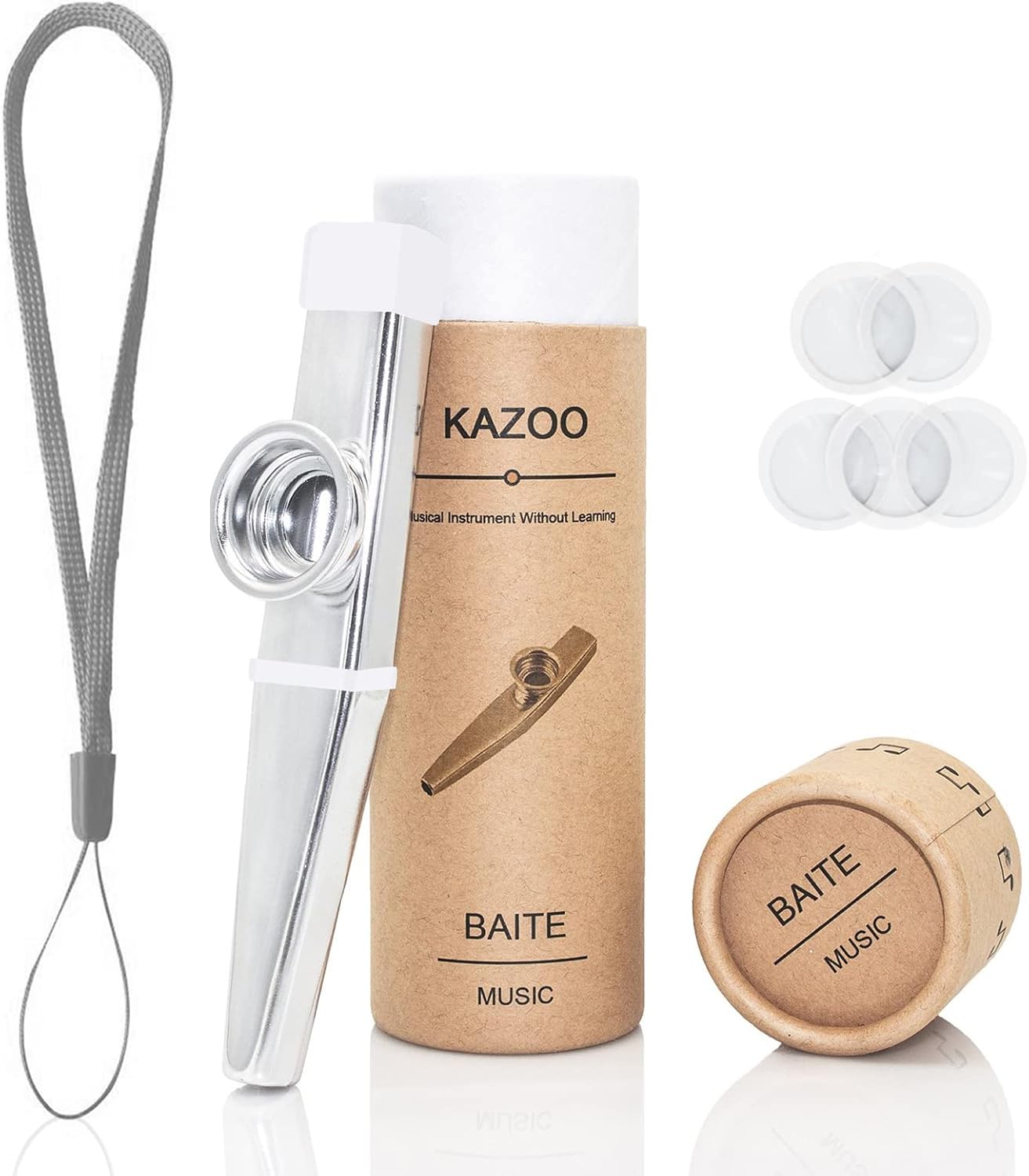 VEINTI+1 Metal Kazoos Mini Fart Flute for Adults,with 5pcs